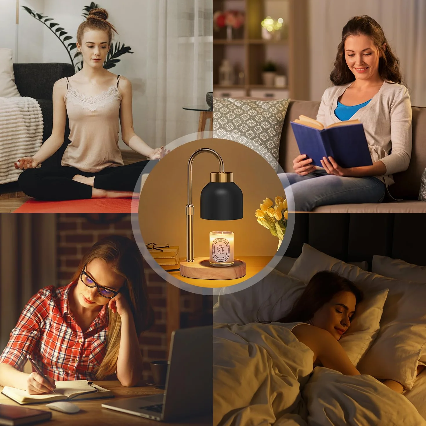 Podgrzewacz do świec z timerem i regulatorem, lampa grzewcza do świec, świeca Warmer Lamp - regulowana wysokość, 4 poziomy światła (prezent dla niego/niej)