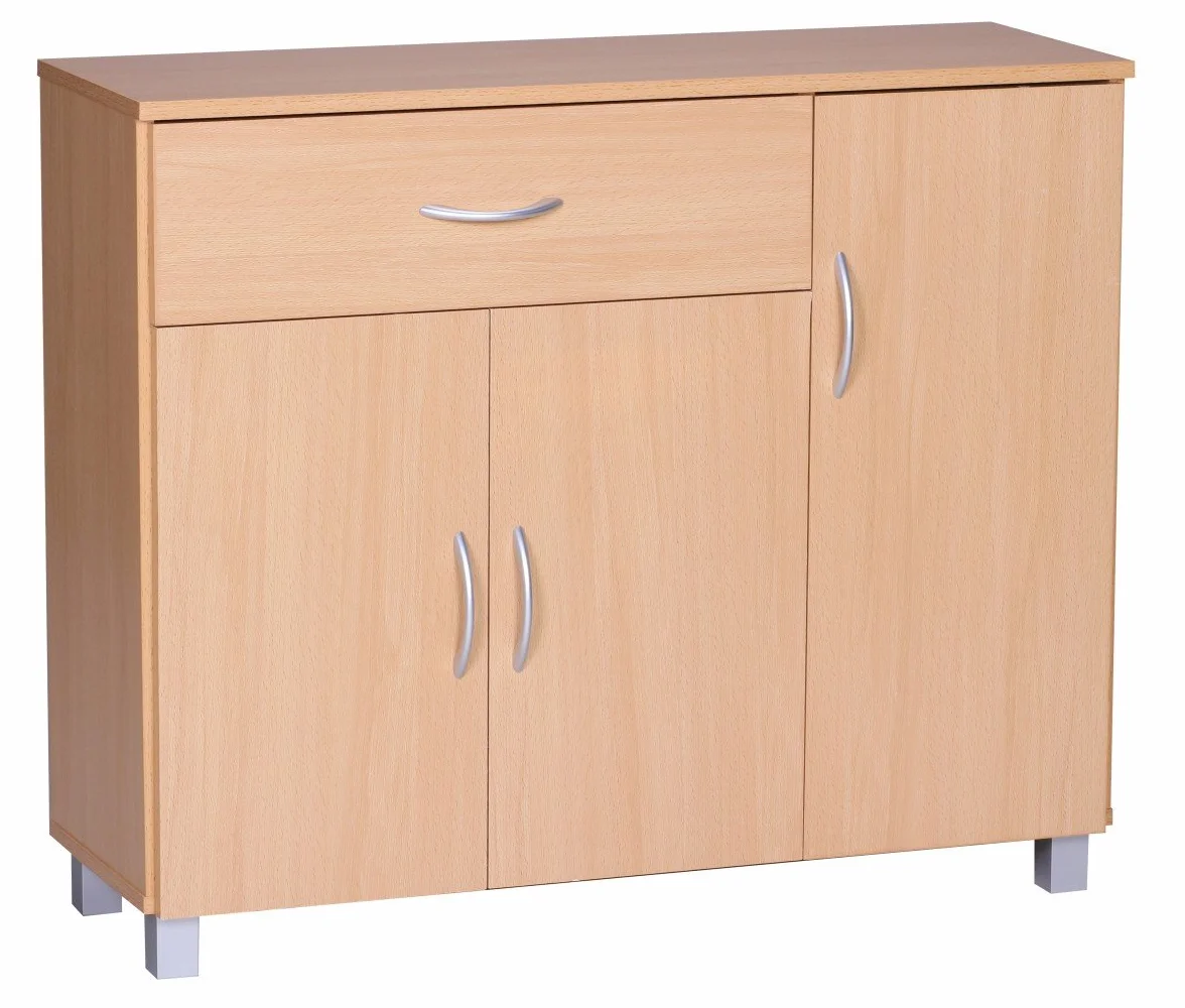 WOHNLING buk JARRY komoda z 1 szufladą i 3 drzwiami 90 x 75 x 30 cm
