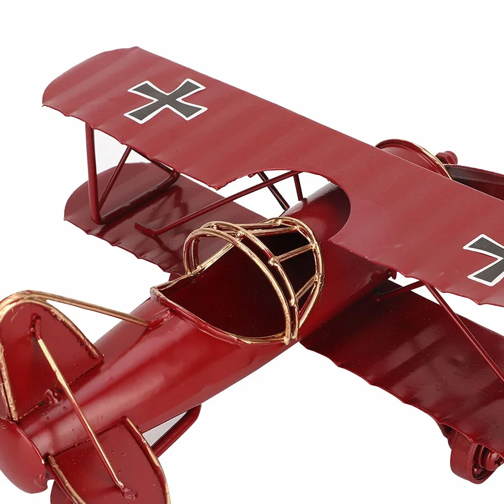 Hztyyier Vintage samolot model z kutego żelaza samolot dwupłaszczyzna do zdjęć rekwizyty Boże Narodzenie dekoracja domu ozdoba (czerwony)