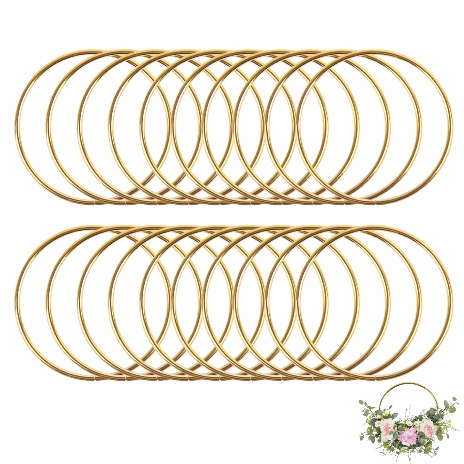 20 sztuk metalowe pierścienie 7,5 cm, metalowe koła, złote metalowe koła do rzemiosła kwiatowego złotego kręgu, wzór kwiatowy, makrama, DIY, makrama, łapacz snów, konfetti upominki