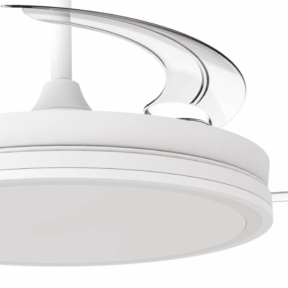 Wentylator LED składane łopatki Miso Evo biały 72 W z pamięcią zasilania, APP, pilot CCT 3000-4000-6000K, ściemnianie, cichy