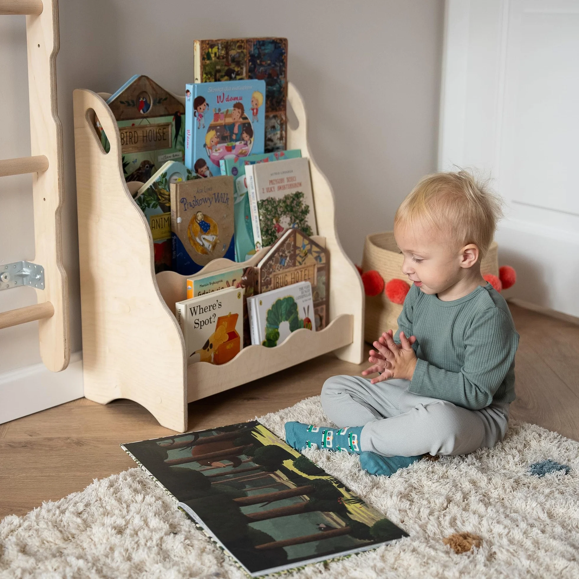 MAMOI Regał na książki i szafka do przechowywania dla dzieci regał ścienny Montessori drewniany