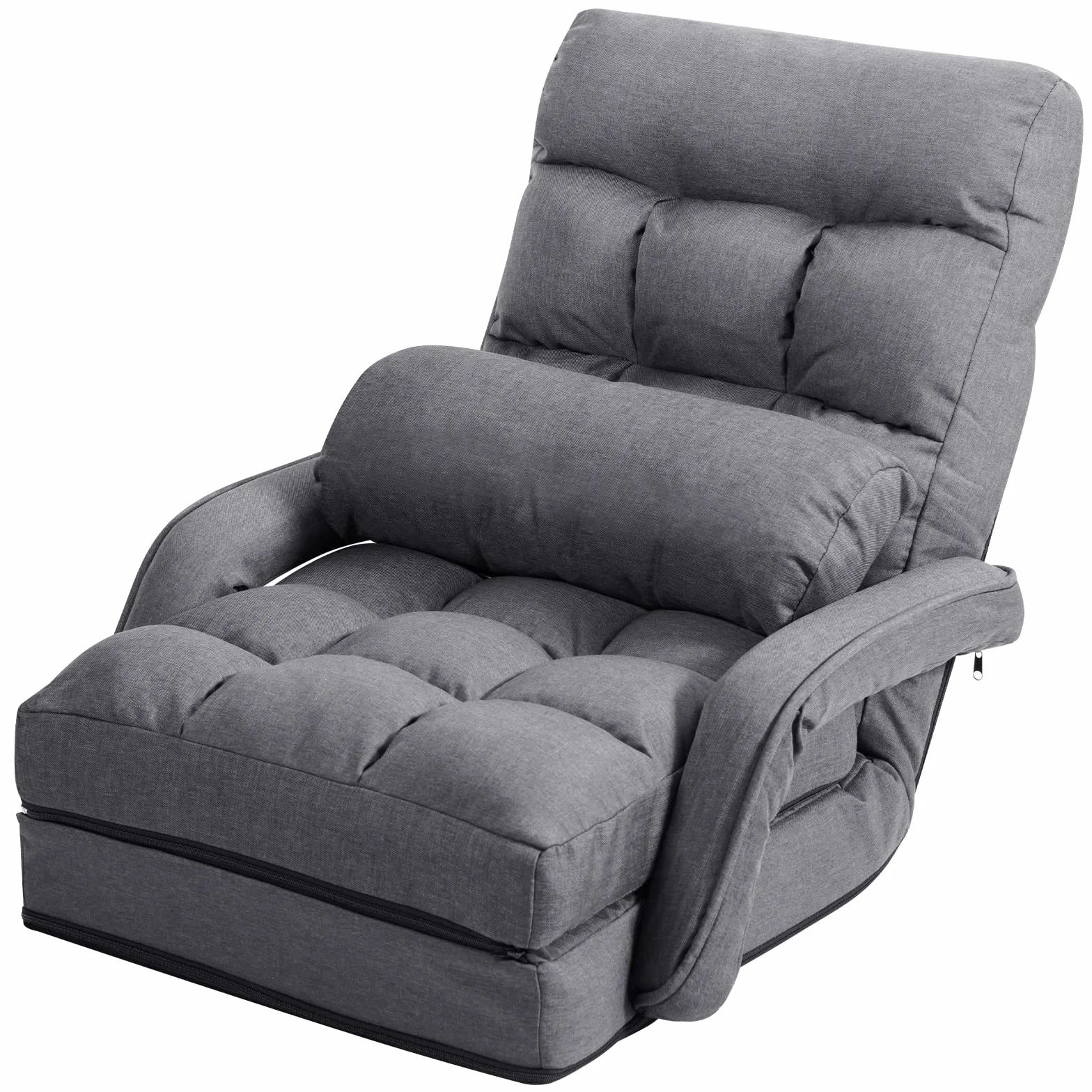 COSTWAY Składana sofa regulowana tapicerowana łóżko z podłokietnikami poduszkami