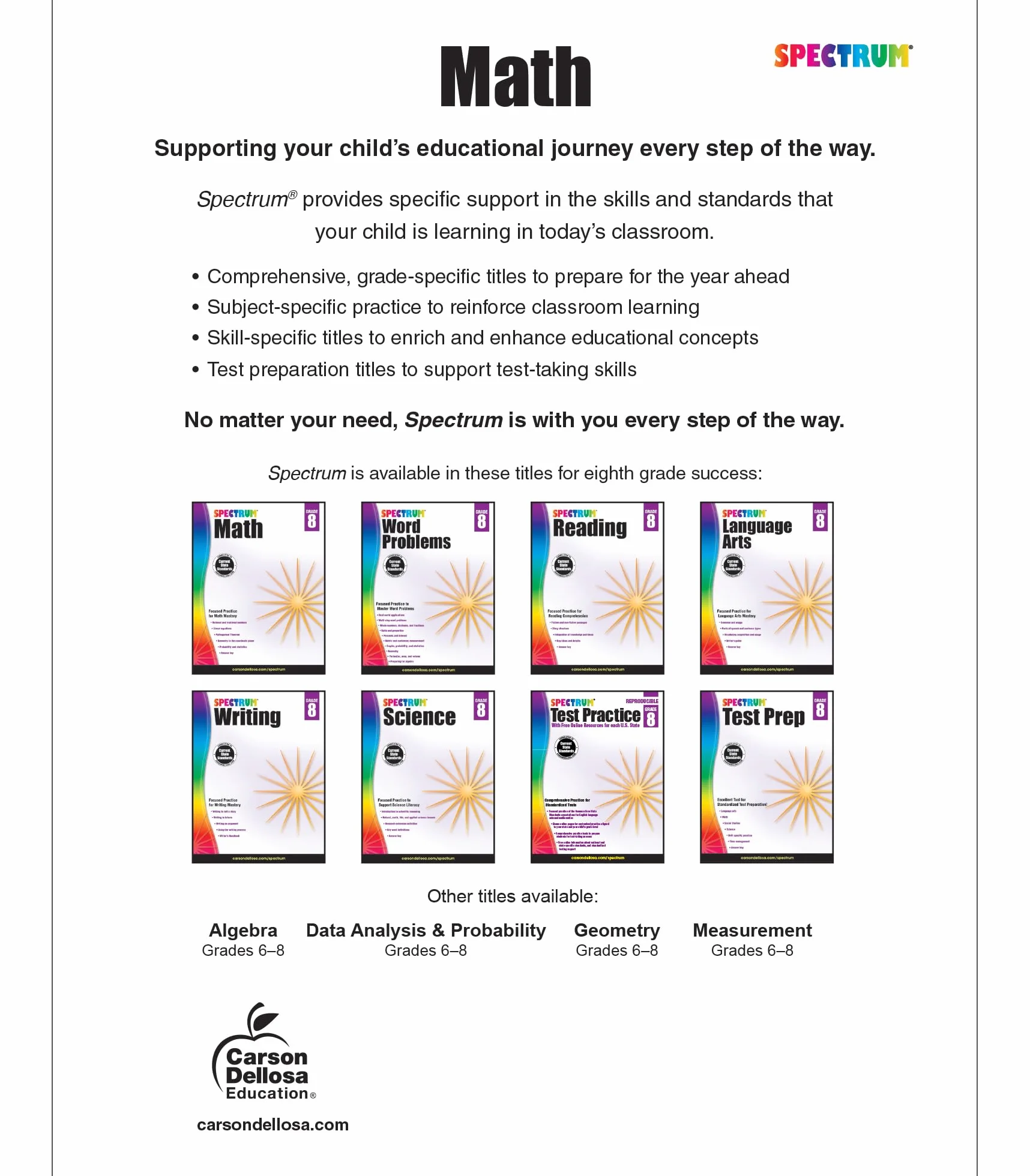 Spectrum Math Workbook, Grade 8: Volume 9