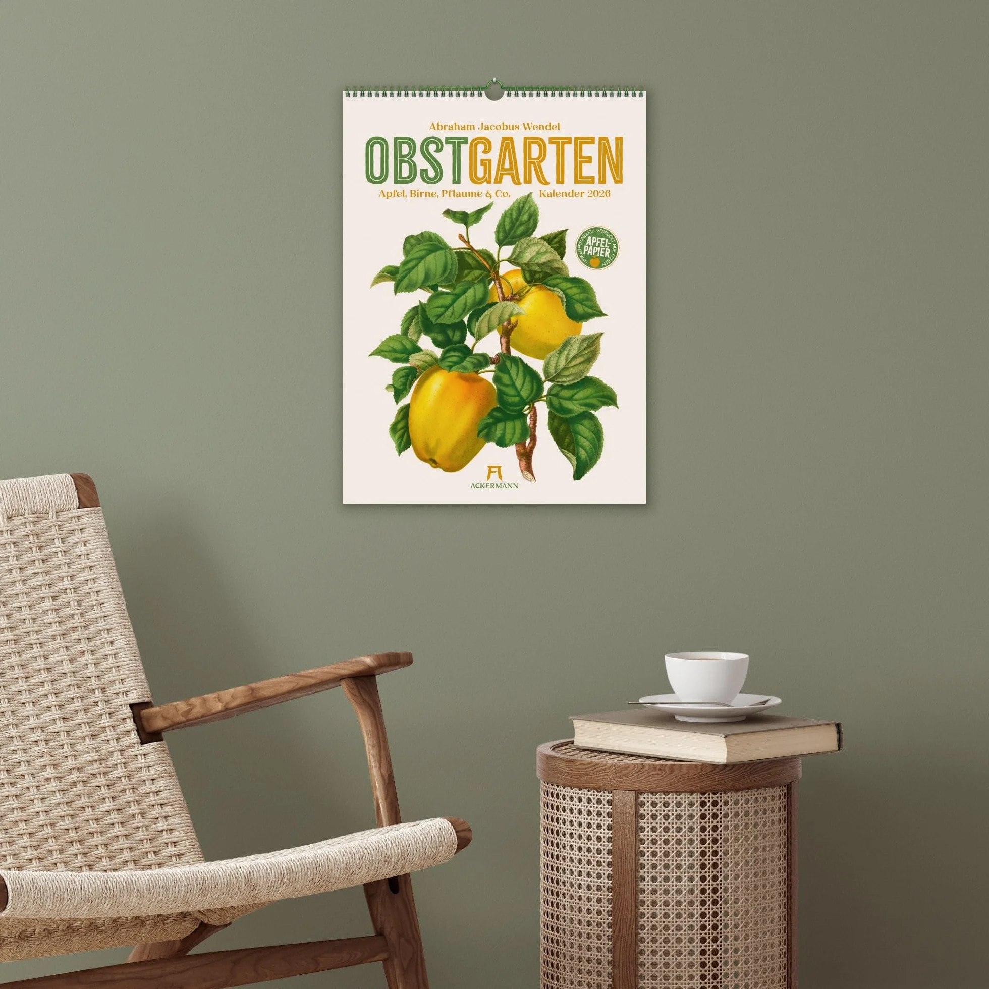 Obstgarten Kalender 2026 | Apfel, Birne, Pflaume & Co.: Stilvoller Retro-Küchen-Kalender im Hochformat (33x45 cm) | Gedruckt auf Apfelpapier