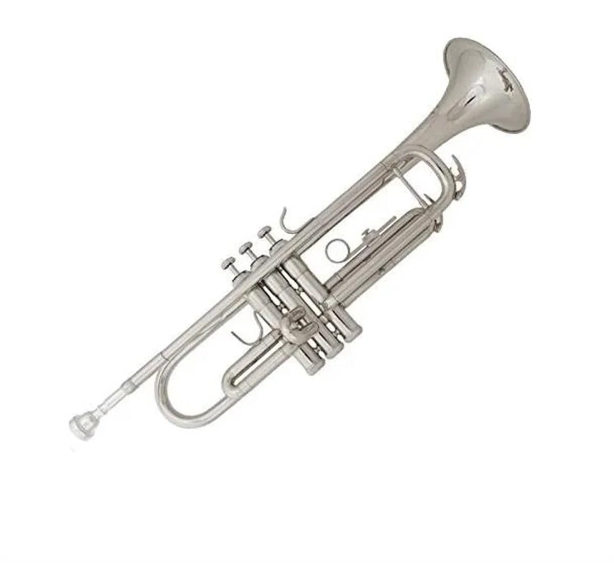 Standard Trąbka Trąbka Bb B Flat Mosiądz Złoty Malowany Wykwintny Wytrzymały Instrument Muzyczny Rękawiczki Pasek Etui(Silver)