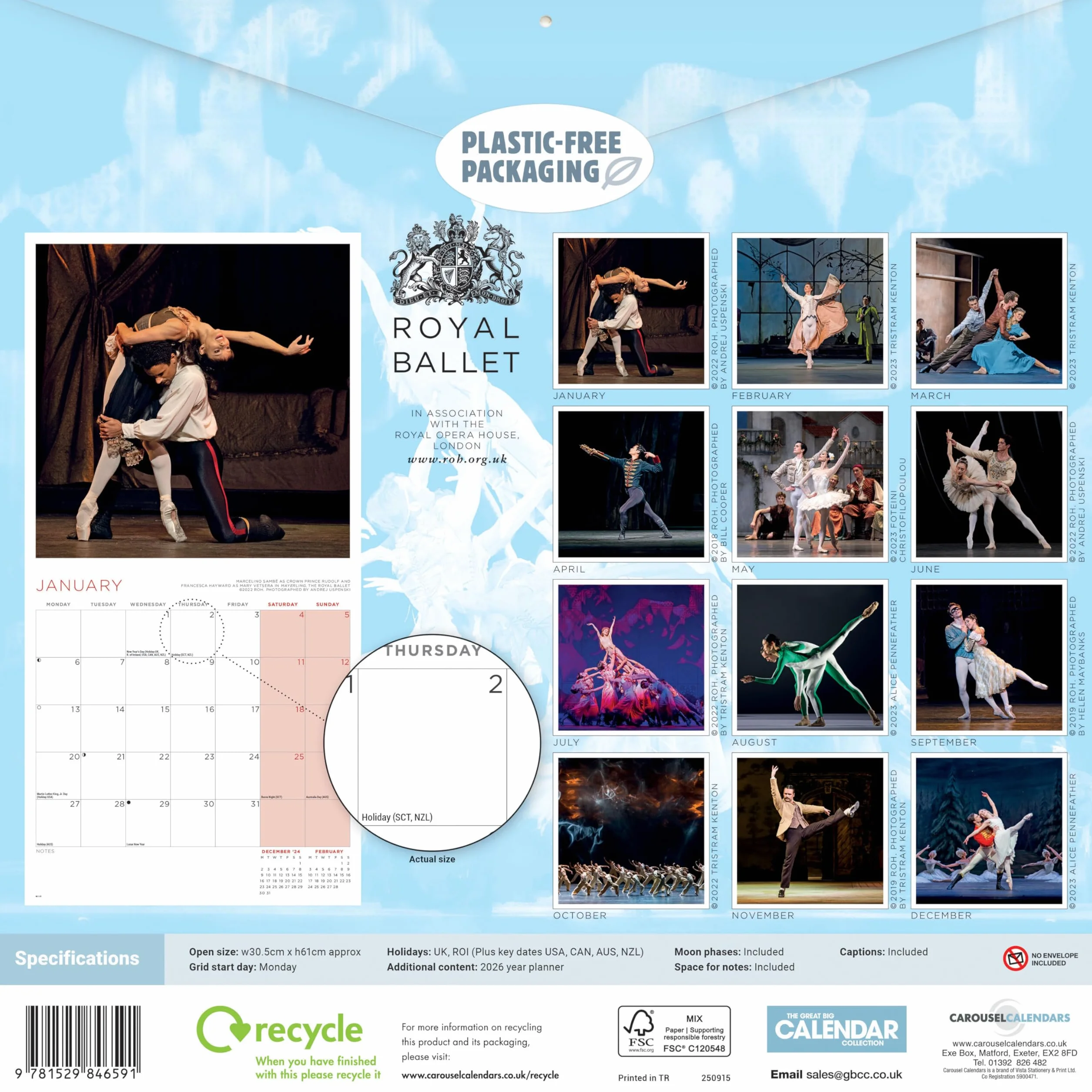 Royal Ballet – Königliches Ballett 2025 – Wand-Kalender: Original Carousel-Kalender [Mehrsprachig] [Kalender]