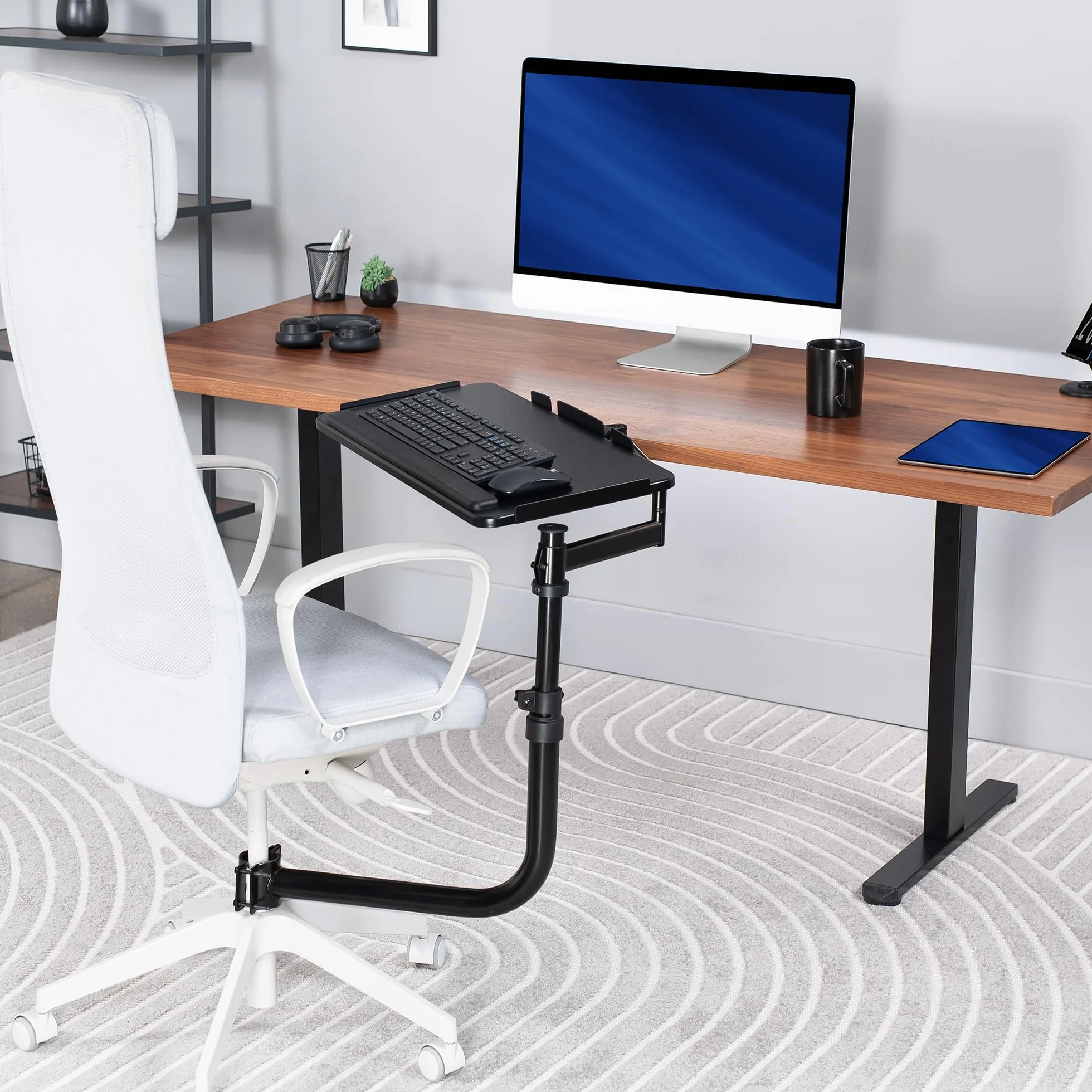 VIVO Krzesło biurowe montowane 26 x 12 cali Keyboard and Mouse Tray, Ergonomic Tilt, Full Motion 360 stopni, czarna, MOUNT-KB18CP