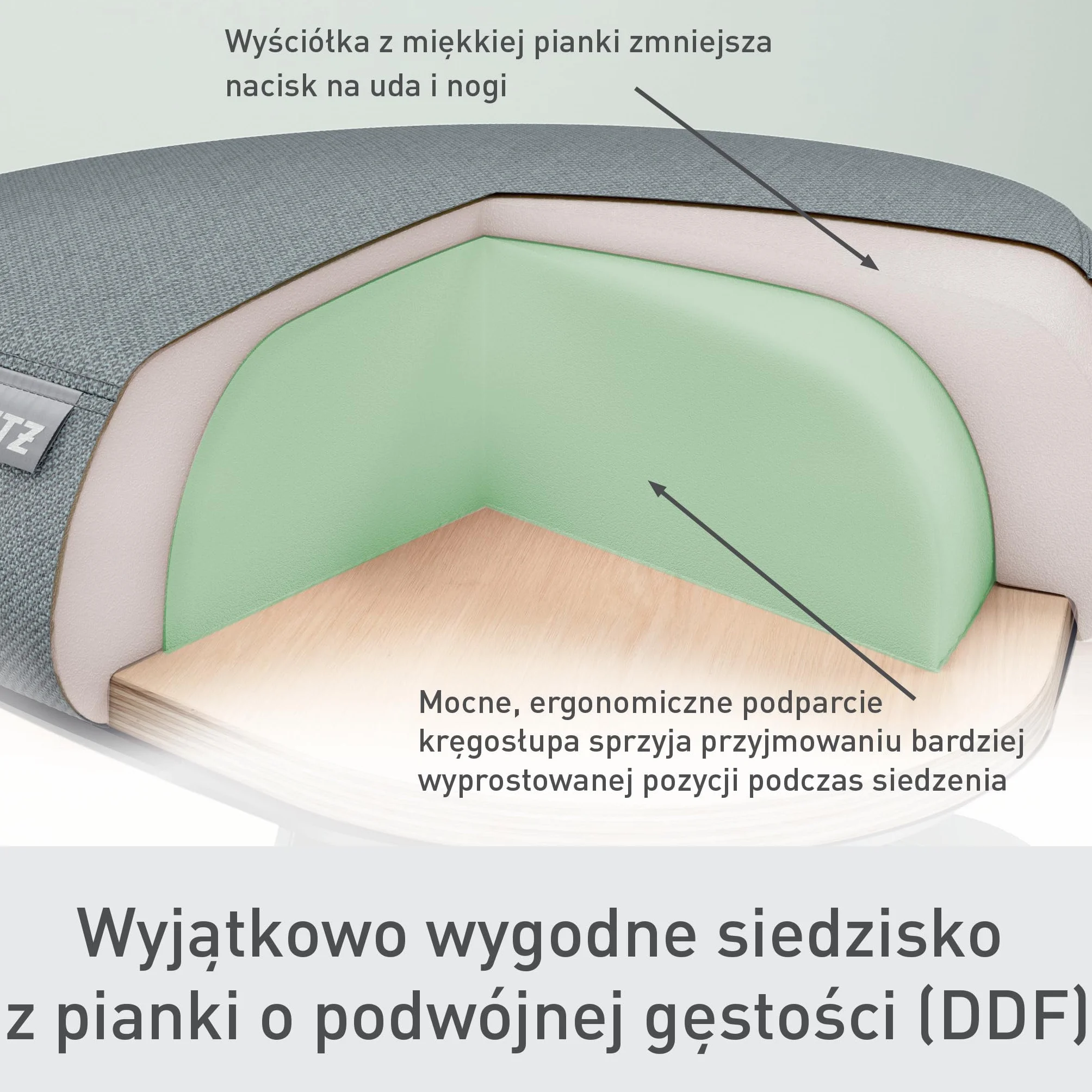 Leitz Ergo Active Stołek na Kółkach Ergonomiczny z Regulacją Wysokości 47-60cm Siedzisko z Poduszką Pianki Podwójnej Gęstości Czarny