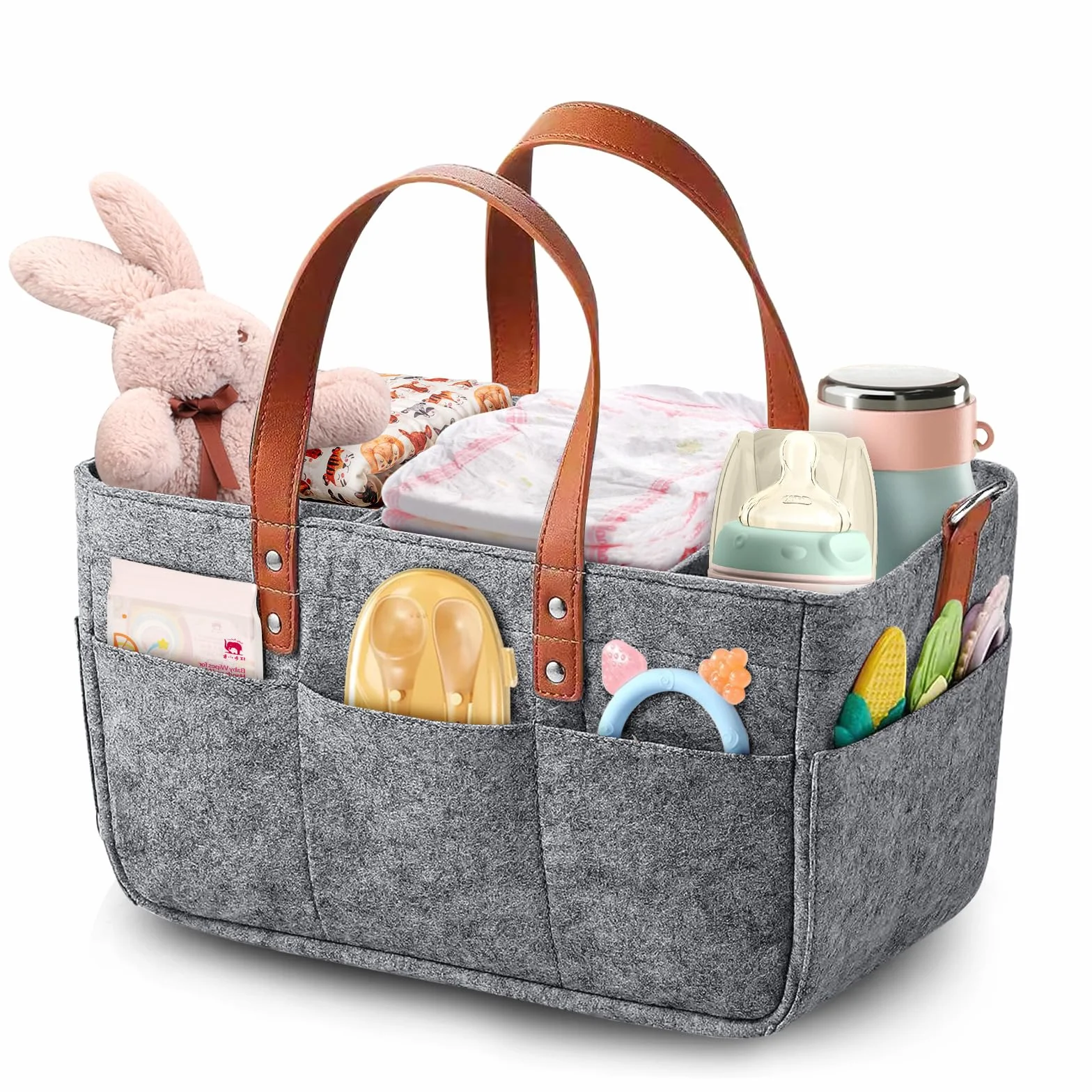 Filcowa Torba torba na Zakupy 16L, 38 x 23 x 18 cm, Ciemnoszary, z Uchwytem i Przegródkami