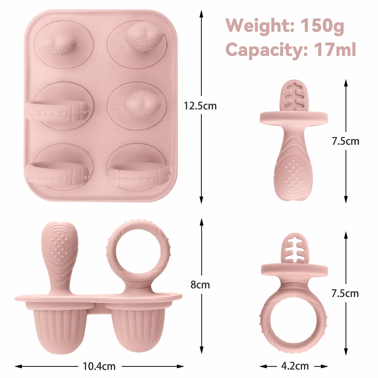 CLDY Mini foremki silikonowe do lodów – bez BPA, zestaw 2 sztuki 6 przegród 17 ml