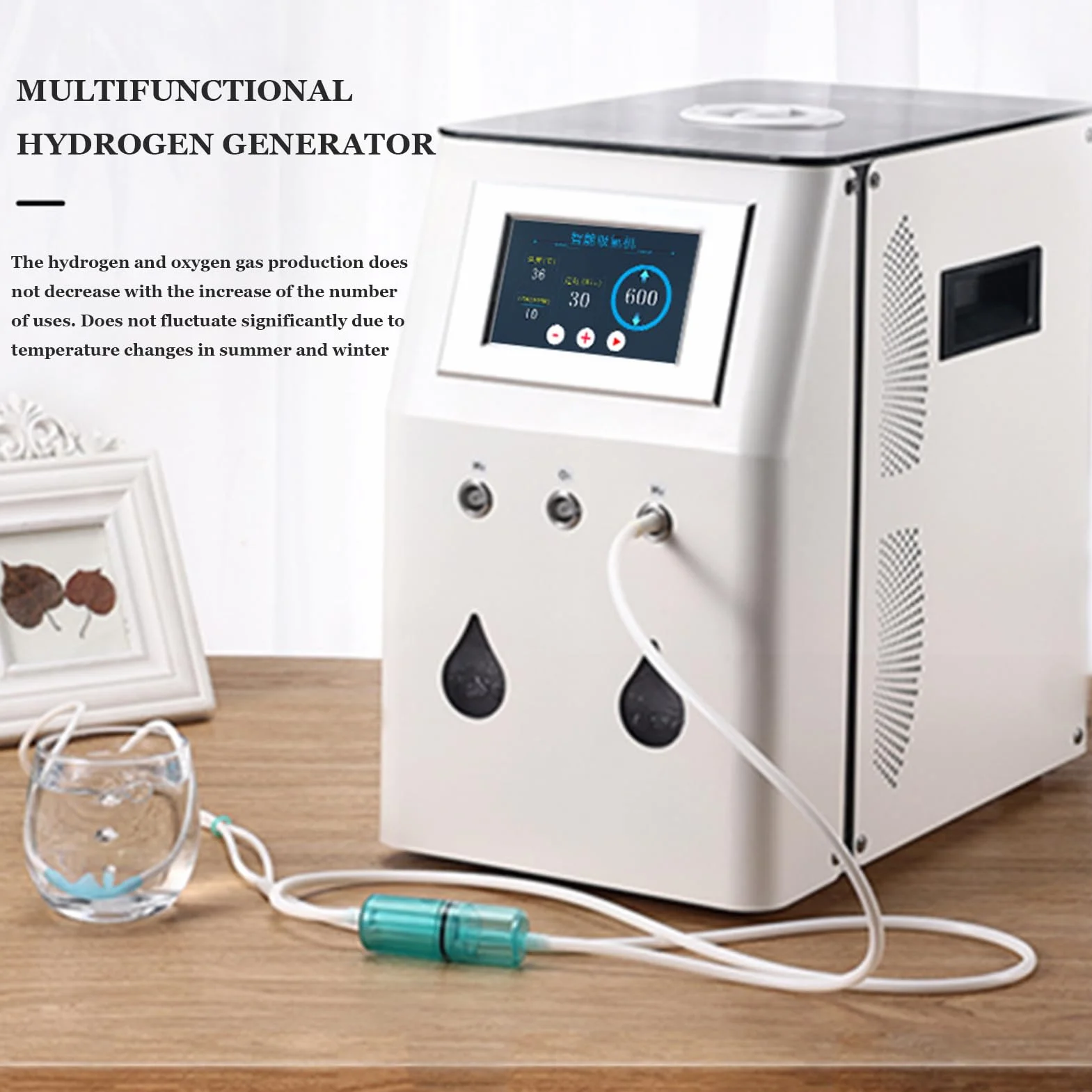 Wodorowa butelka na wodę, inhalator 450/900 ml/min, trzyportowy, regulowany, jonizator PEM