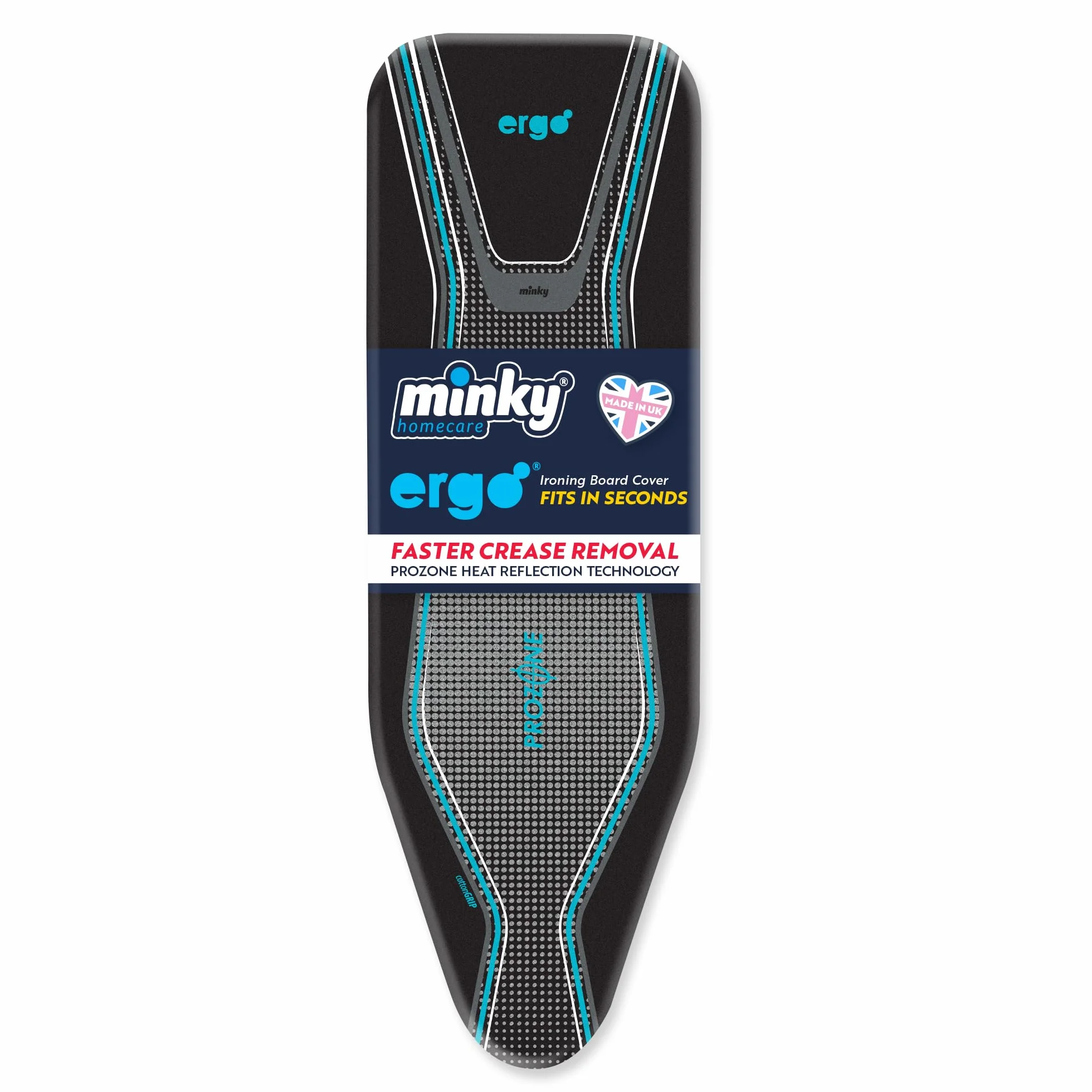 Minky Ergo bardzo gruby elastyczny zapasowy pokrowiec na deskę do prasowania, czarny, 122 x 38 cm