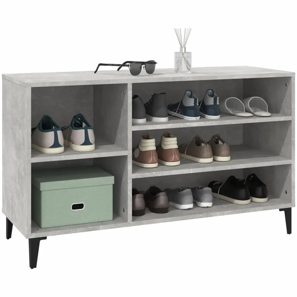 Szafka na buty, beton, szary, 102 x 36 x 60 cm, drewno inżynieryjne