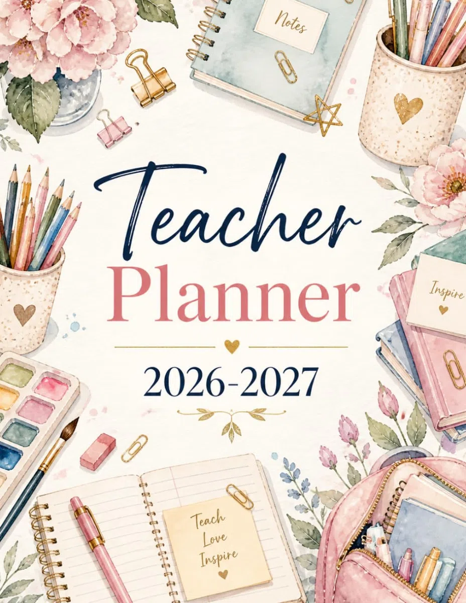 Teacher planner 2026-2027: Weekly and Monthly Class Organizer with Calendar, Lesson Plan Book from Jul. 2026 - Jun. 2027, 8.5'' x 11''.