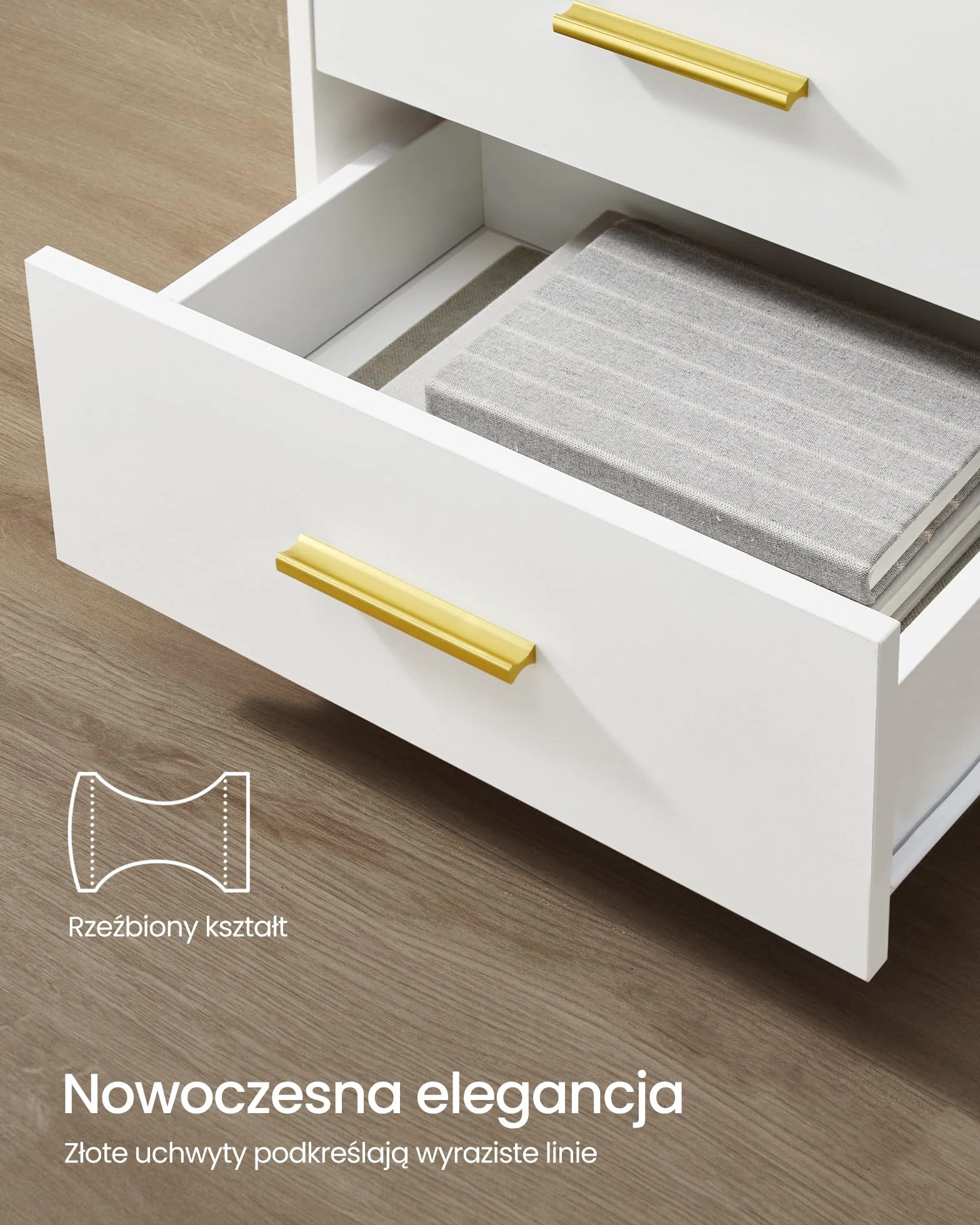 VASAGLE CUSTOS Stolik Nocny ze Stacją Ładującą LED 2xAC USB Szary Biały LET629WB01
