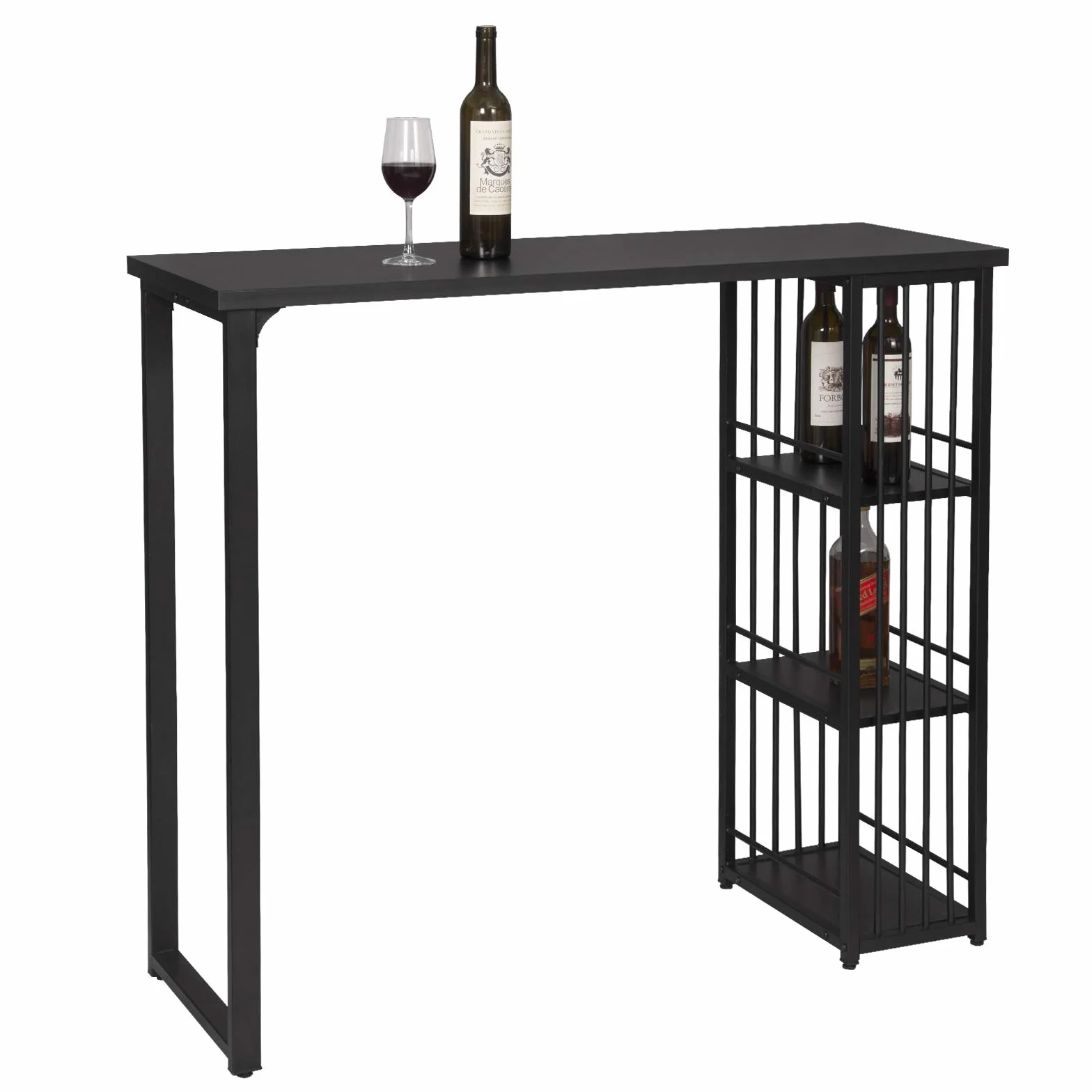 WOLTU Stół barowy BT26sz 120x40x105 cm czarny metalowy MDF