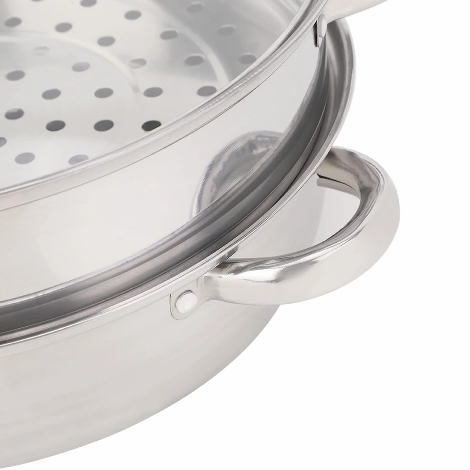 Zestaw do Gotowania na Parze, Naczynia ze Stali Nierdzewnej 27 Cm / 11 Cali 2-warstwowy Garnek do Gotowania na Parze Kuchenka Podwójny Kocioł do Zupy Garnek do Gotowania na Parze Porowaty Design Mięso