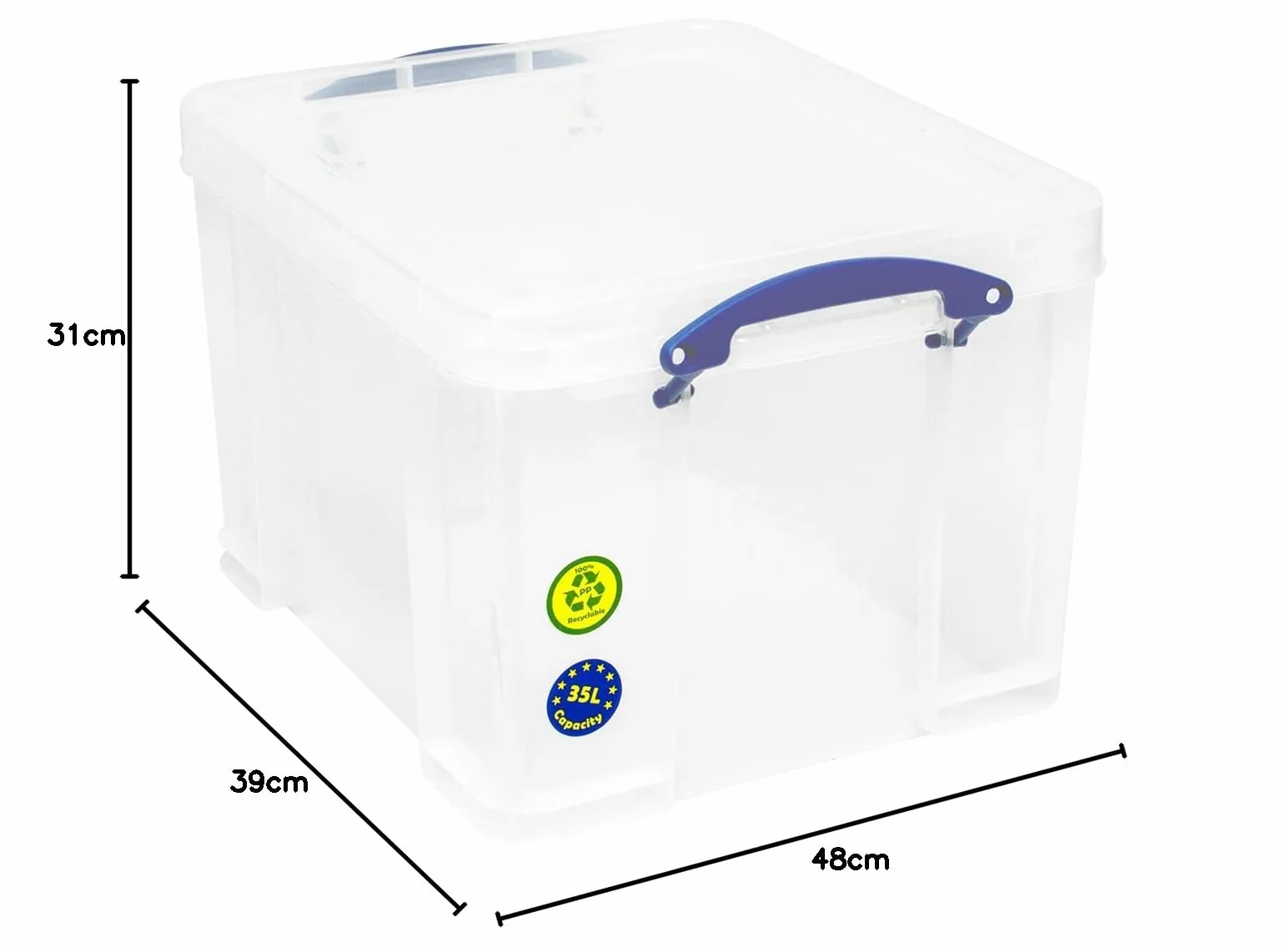 Really Useful 335CCB Plastikowe Pudło na Dokumenty, Przezroczysty, 35 L