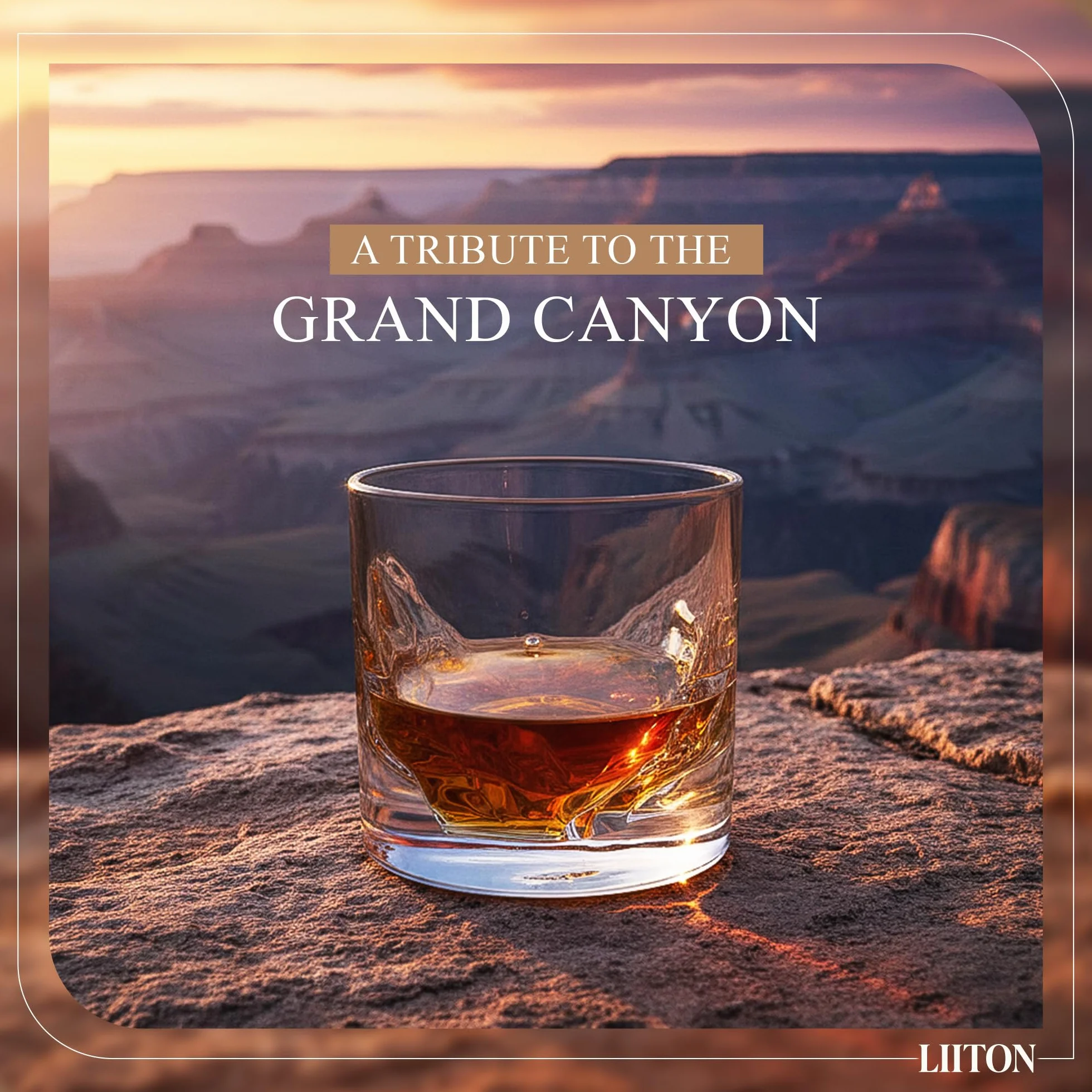 LIITON Grand Canyon Szklanki do whisky w stylu staromodnym, mrożonym, do chłodzenia koktajli, bourbon, szkockiej z 0,5 kg kryształu Królowej Śniegu, prezenty dla mężczyzn na Dzień Śniegu