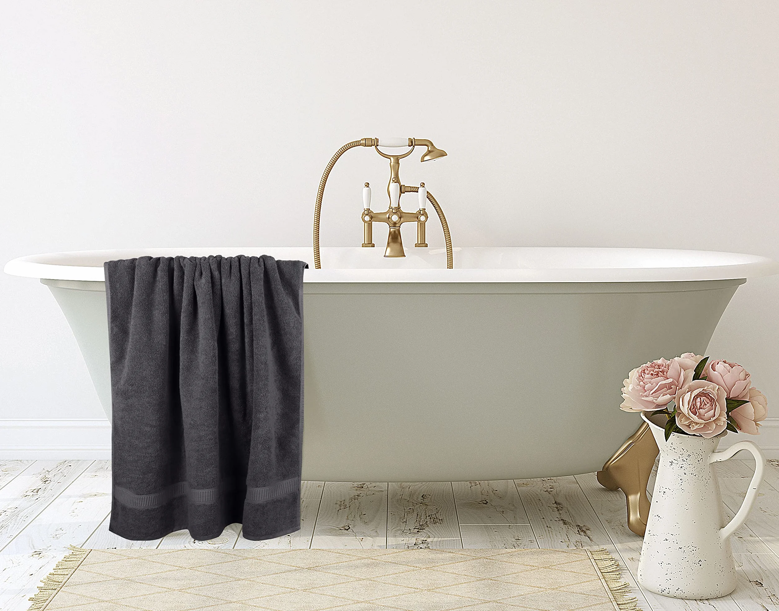 Utopia Towels - (Opakowanie 2 szt.) Luksusowy bardzo duży ręcznik kąpielowy - 100% czesana bawełna pierścieniowa, bardzo miękka i bardzo chłonna, grube duże ręczniki łazienkowe 90 x 180 CM (Szary)