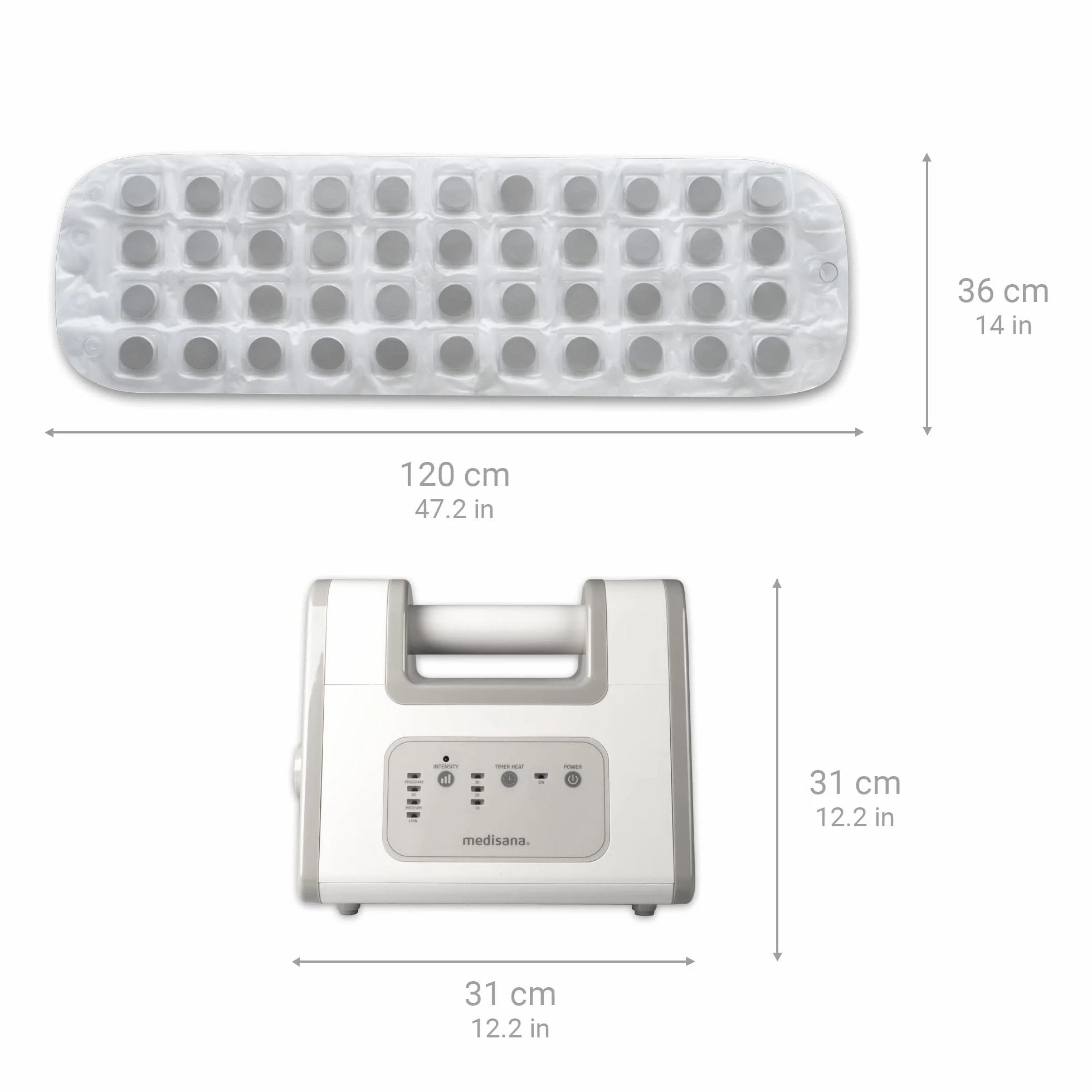 medisana BBS Air bubble bath, mata do hydromasażu z dozownikiem aromatów, 3 poziomy intensywności, funkcja timera, nadaje się do każdej wanny, z pilotem