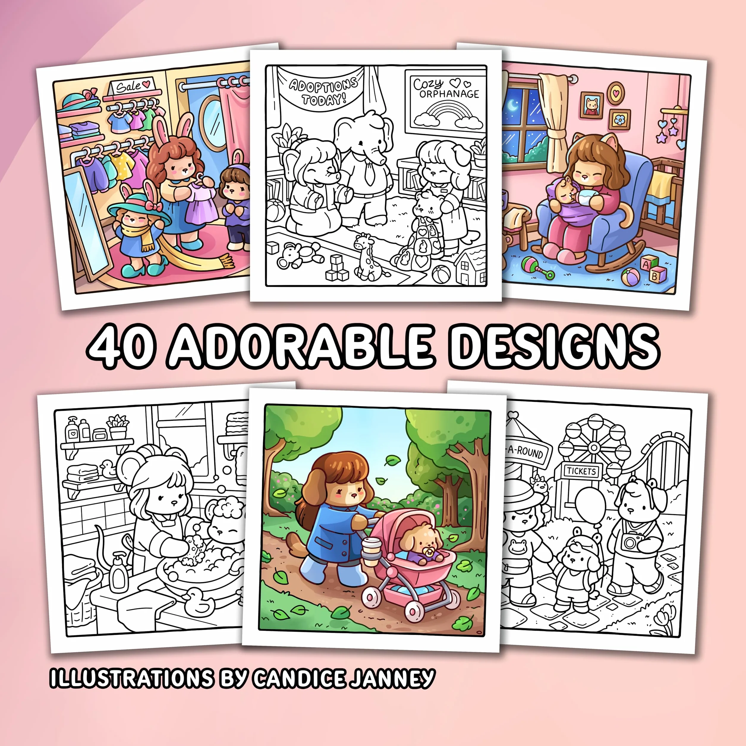 Cozy Moms: Cute Coloring Book for Adults and Teens with Adorable Characters and Heartwarming Family Moments for Relaxation