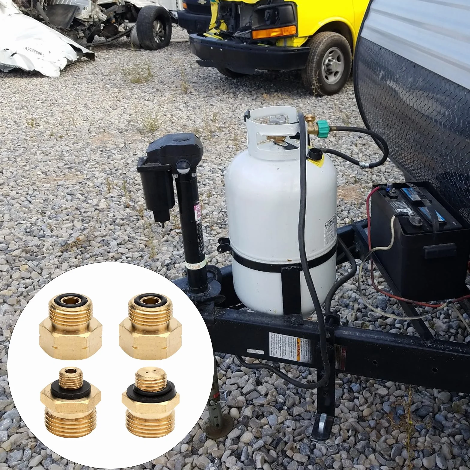 Adapter do butli gazowych, 4-częściowy zestaw adapterów, europejski, mosiężny adapter do podłączenia regulatorów ciśnienia do zagranicznych butli gazowych