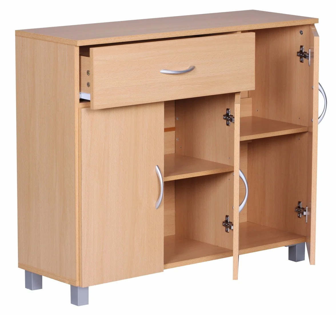 WOHNLING buk JARRY komoda z 1 szufladą i 3 drzwiami 90 x 75 x 30 cm