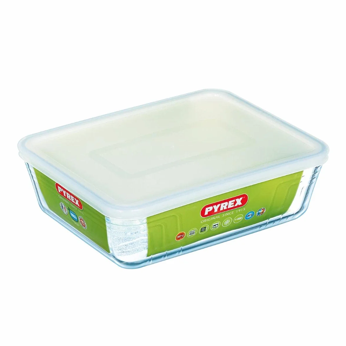 Pyrex Prostokątne naczynie z plastikową pokrywką 2,6 l