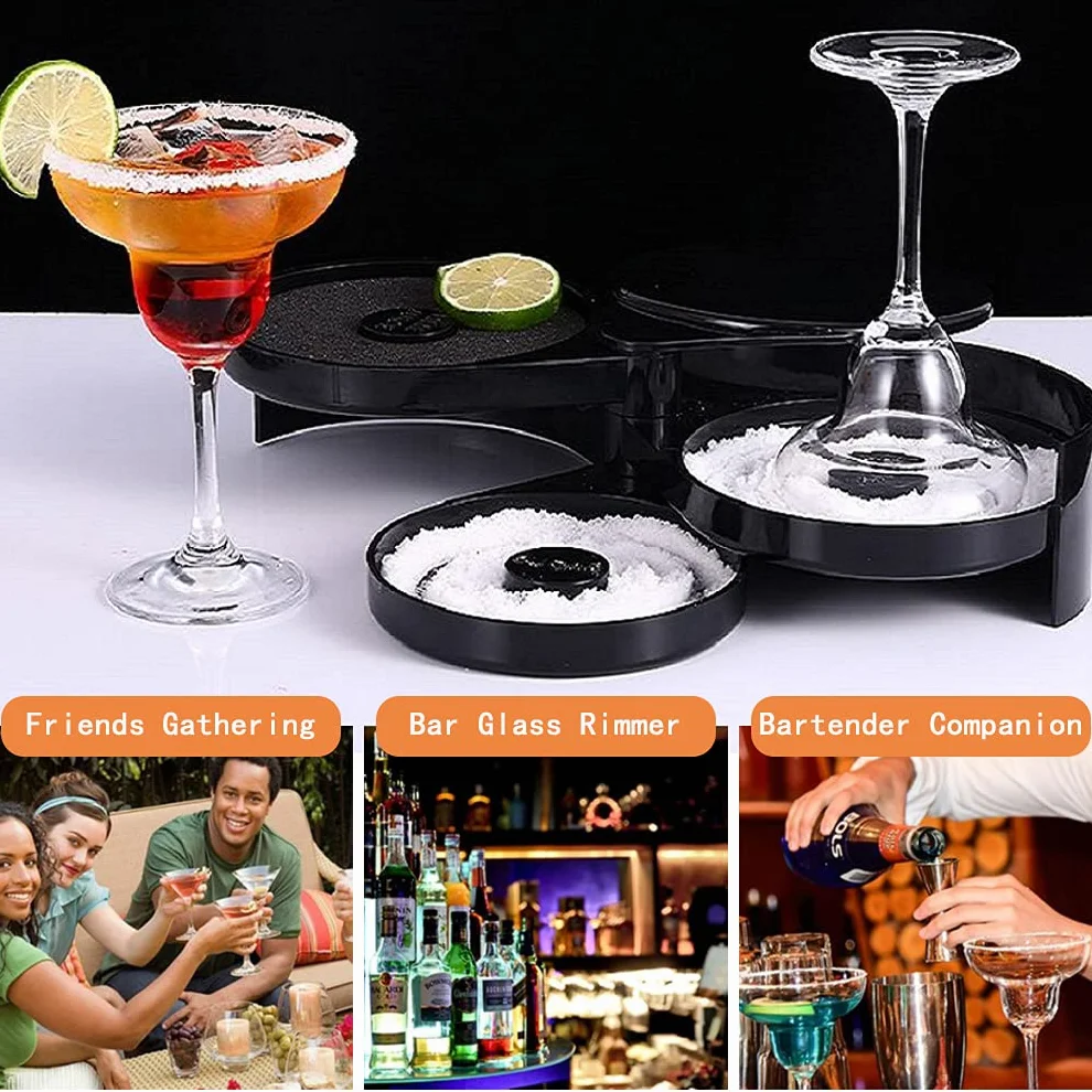 3 Tier Bar Szklany Rimmer na Margaritę i Koktajl, Narzędzie Barmana, Pojemnik Na Przyprawy Salt Box