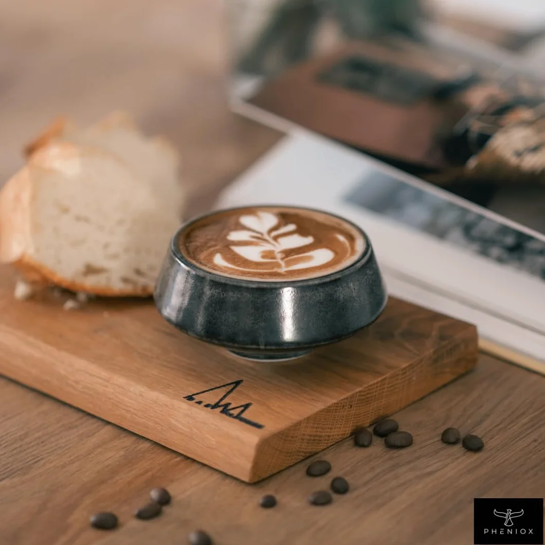 Pheniox | Zestaw filiżanek do cappuccino Barista – 2 x 180 ml | wysokiej jakości filiżanki do latte art z porcelany – filiżanki do kawy bez uchwytu | ponadczasowe, nowoczesne wzornictwo – nadają się