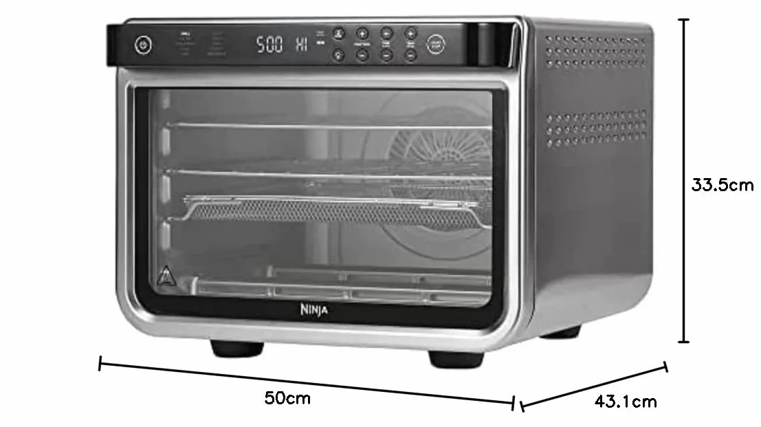 Ninja Foodi 10 w 1, piekarnik wielofunkcyjny, przenośny mini piekarnik na blat, frytkownica beztłuszczowa, pieczenie, grill, ciasta i więcej,10 funkcji gotowania, srebrno/czarny, DT200EU
