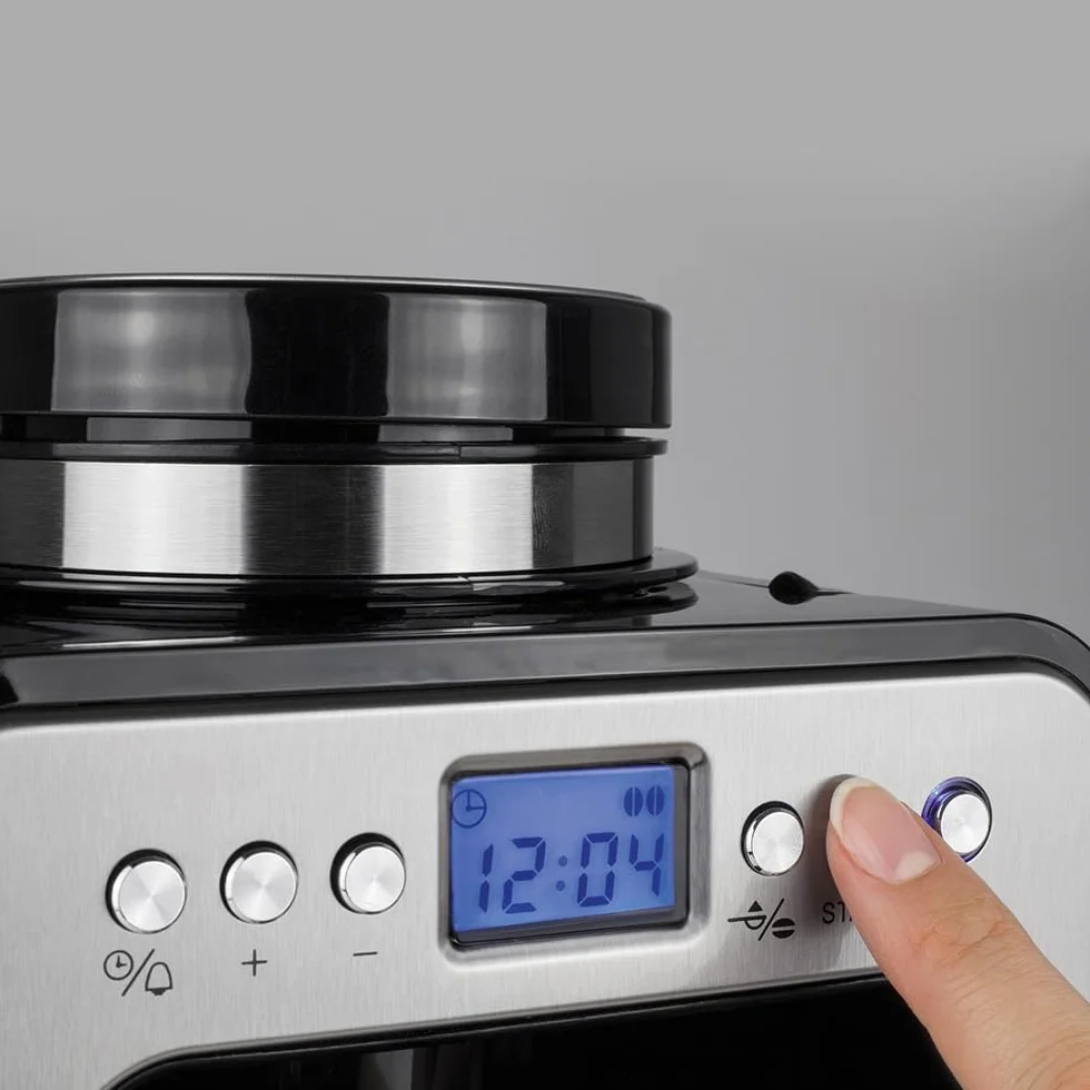 Caso Coffee Compact Electronic ekspres do kawy z młynkiem 4 filiżanki wyświetlacz LCD timer