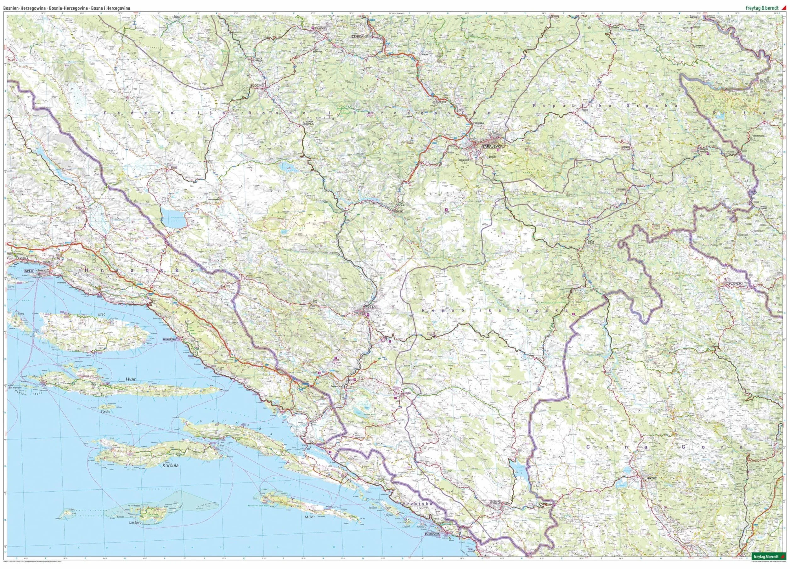 Bosnie-Herzégovine: Straßen- und Freizeitkarte, mit Infoguide, Top Tips, Innenstadtpläne: AK 0720