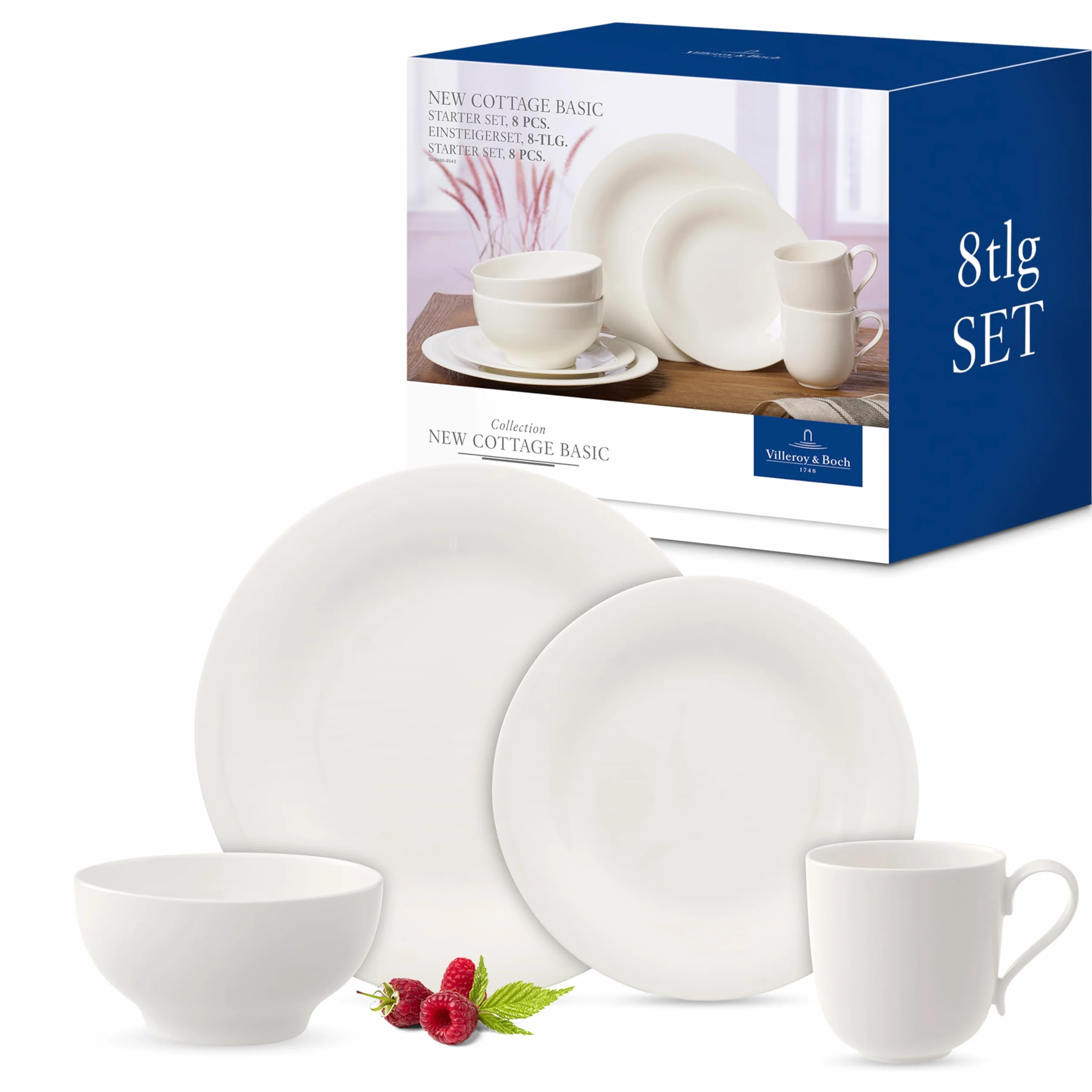 Villeroy und Boch New Cottage Basic 8-częściowy, porcelana premium, biała