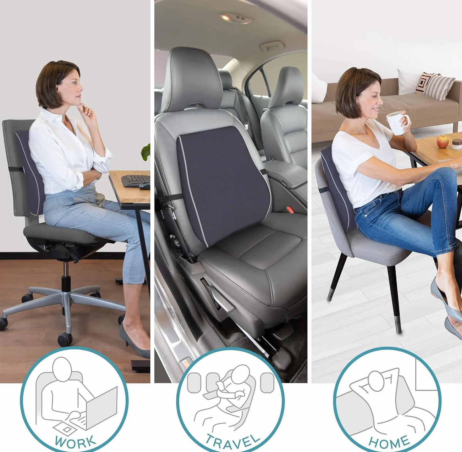 Bonmedico Ergonomic Memory Foam Cuscino Lombare per Sedia da Ufficio, Nero