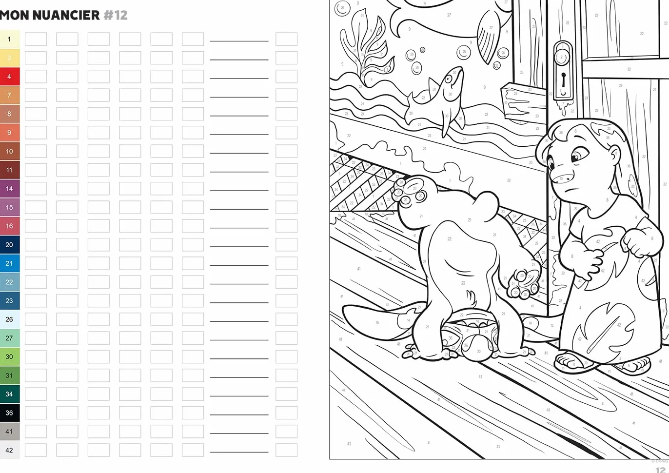 Coloriages au numéro - Stitch: Colorie les chiffres et découvre l'image