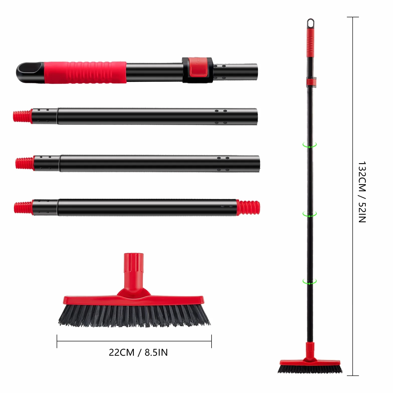 Mitclear Szczotka do Szorowania Fug w Kształcie Litery V(132cm), Szczotka do Szorowania Płytek, Szczotka do Czyszczenia Fug pod Prysznicem, Szczotka do Szorowania Płytek ze Sztywnym Włosiem(Czerwony)