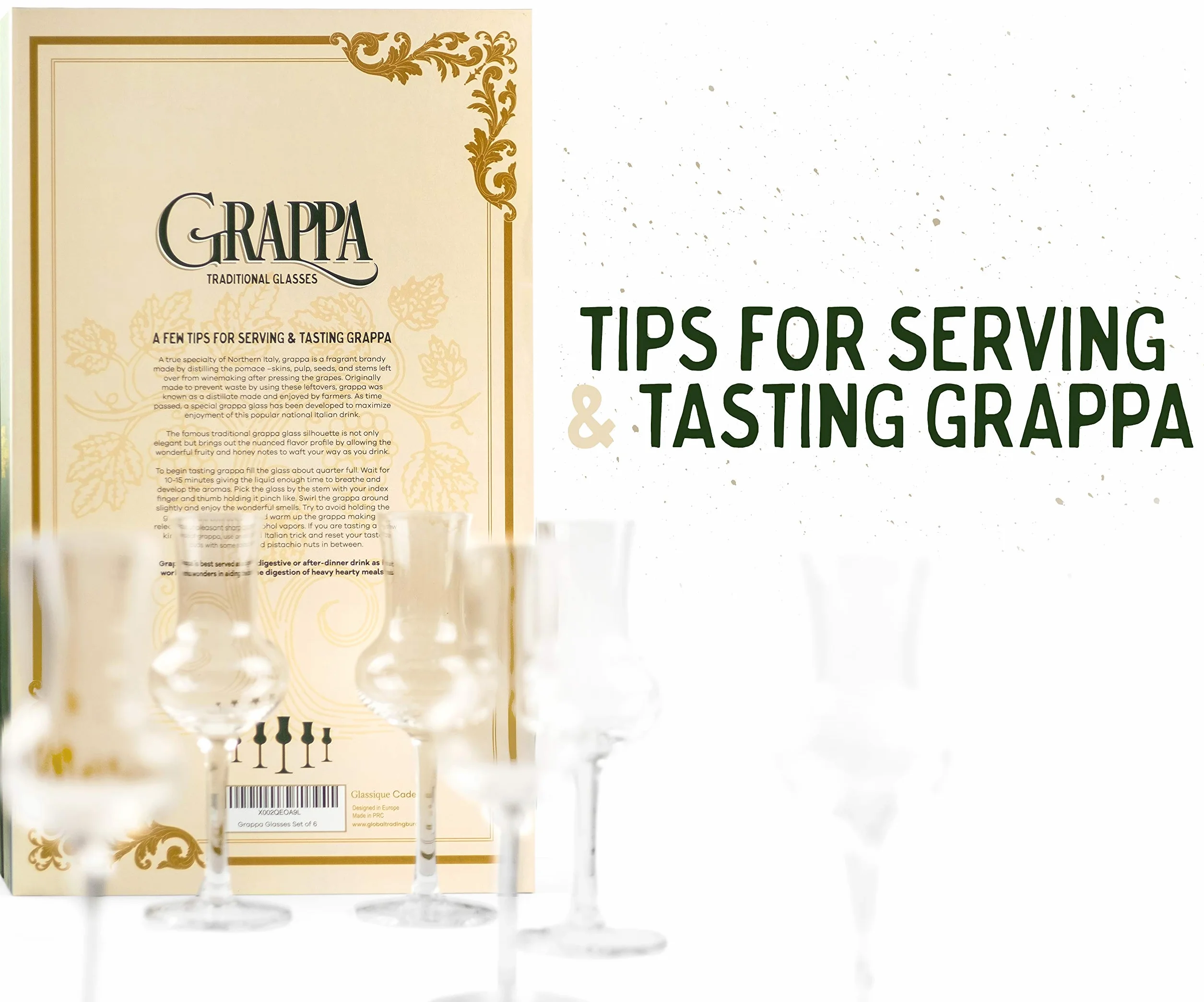 GLASSIQUE CADEAU Kryształowe kieliszki do grappa zestaw 6 sztuk 90 ml