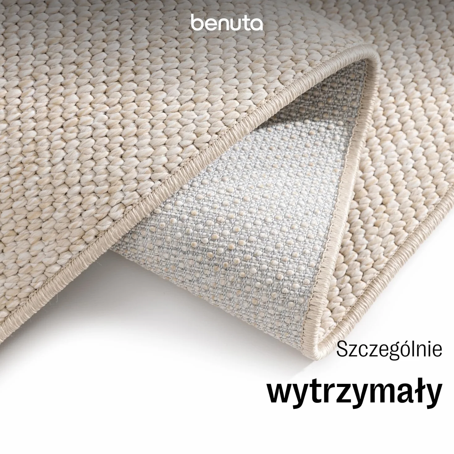 benuta Basic Dywan In & Outdoor Iowa - Kremowy 160x230 cm - Boho juta - Wodoodporny UV balkon, taras, ogród, kuchnia, salon - Trwały