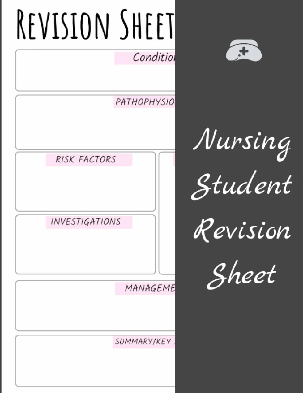 Nursing Student Revision Sheet: Nursing School Study Note-Taking Guide Templates,Student Nurse Study Resources, medicine Note-taking | Nursing Sheet 100 pages,Large Print