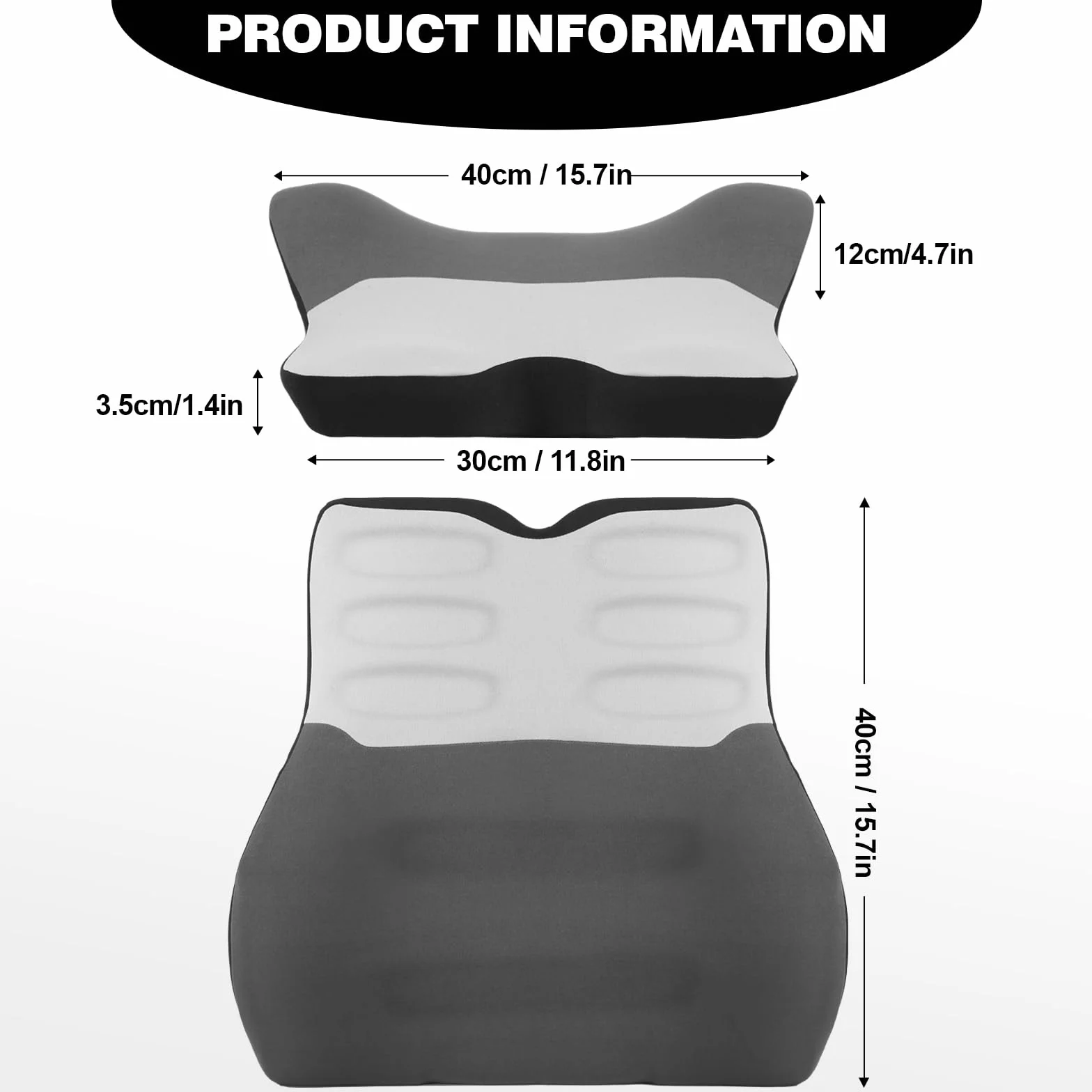 Poduszka lędźwiowa do samochodu, poduszka podtrzymująca odcinek lędźwiowy, pianka z pamięcią kształtu, ergonomiczna poduszka na plecy do krzesła biurowego, szara