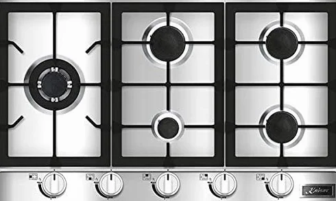 Kaiser KG Płyta gazowa 9357, 90 cm, kuchenka gazowa, kuchenka gazowa, 3,8 kW, wok z adapterem, 5 źródeł światła, gaz ziemny, fl. kuchenka do zabudowy, automatyczny zapłon, sterowanie gazem, UVP 1050