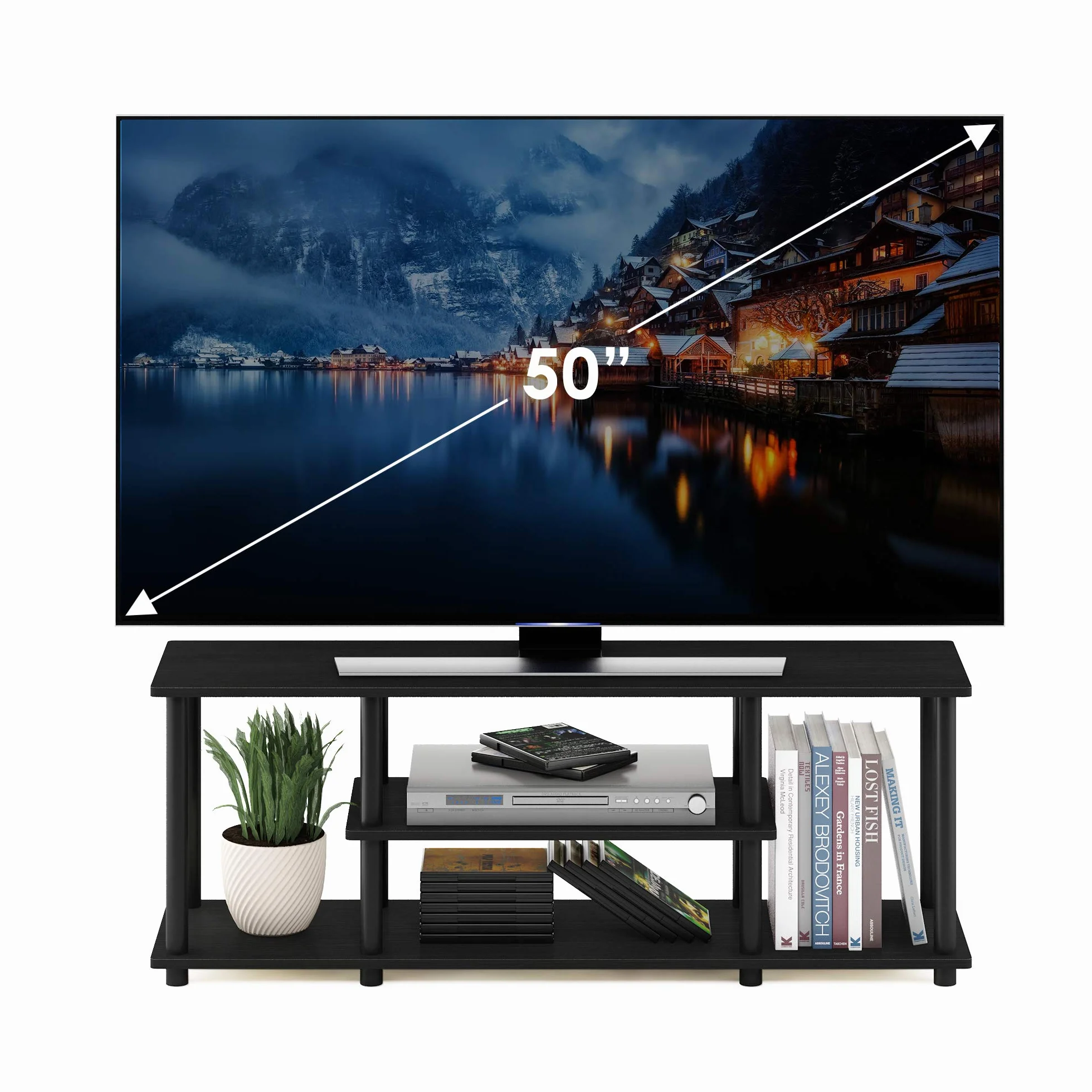 Furinno Regał do rozrywki TV z półkami orzech włoski 29,72 x 29,72 x 41,15 cm
