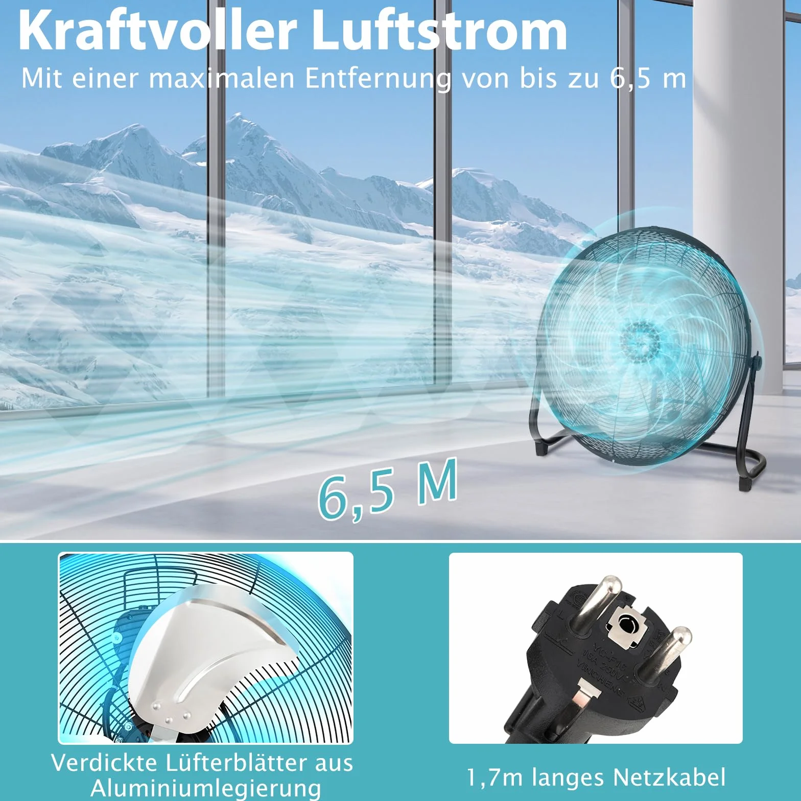 COSTWAY Wentylator podłogowy 51 cm 160 W 3 prędkości chromowany