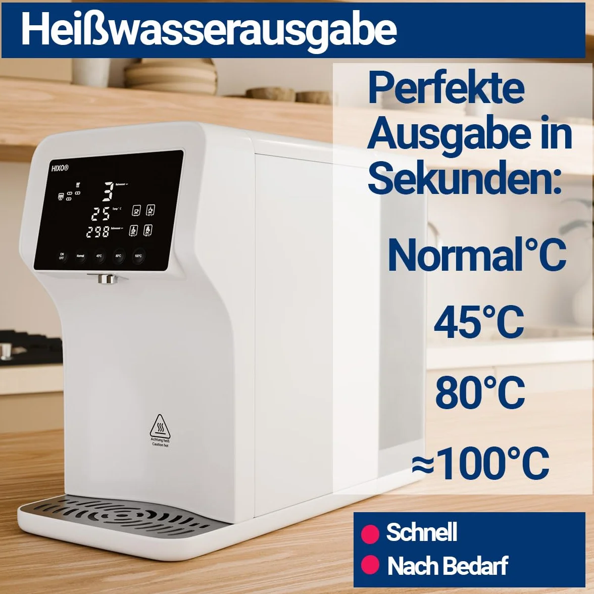 Instalacja odwróconej osmozy (RO) – filtr wody na blat | ze zmiennymi stopniami temperatury (do ~100°C) i wyświetlaczem TDS | nie wymaga stałego podłączenia do wody | czysta, bezwapienna woda
