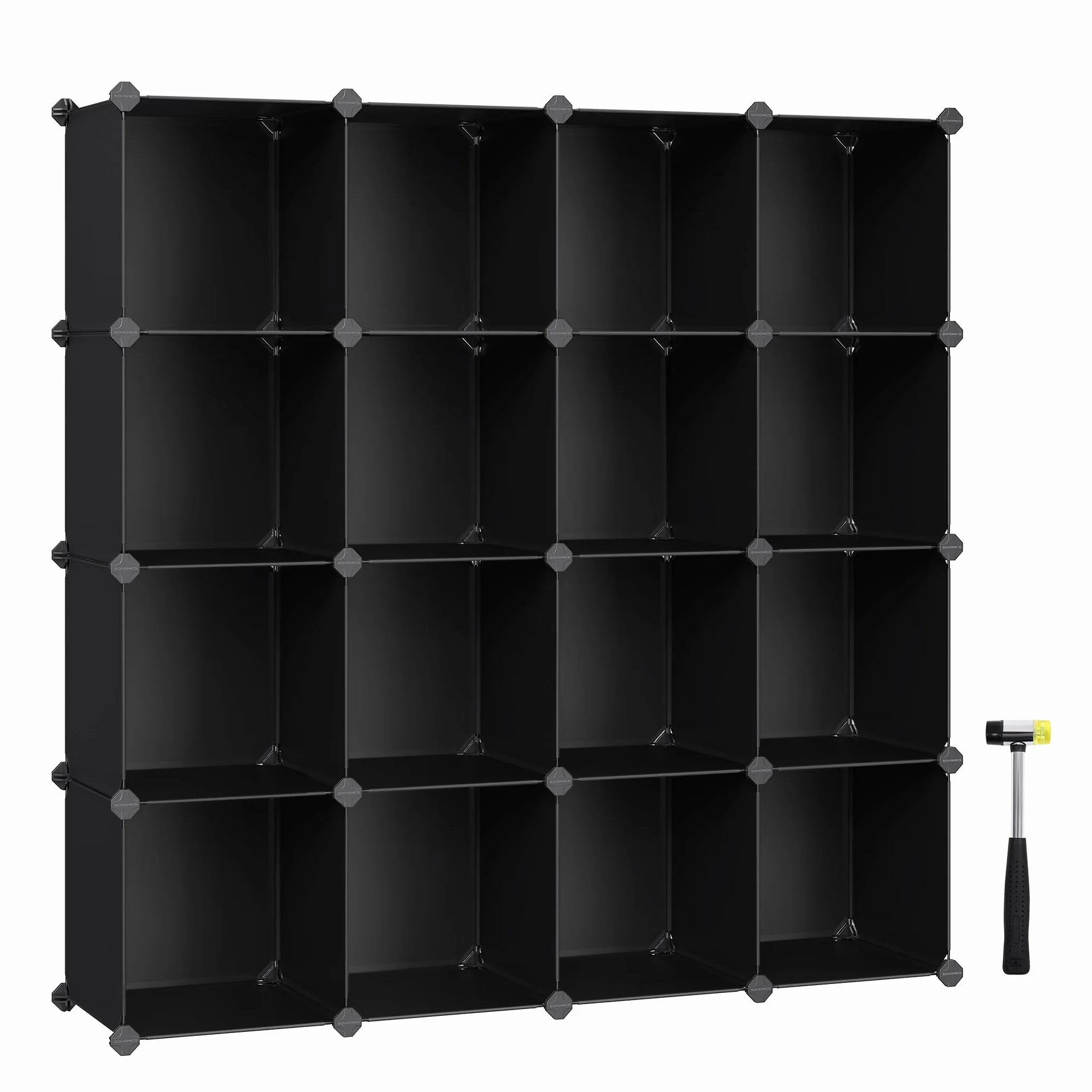SONGMICS Modułowa szafka na buty 16 kostek 31 x 123 x 123 cm czarna LPC44BK