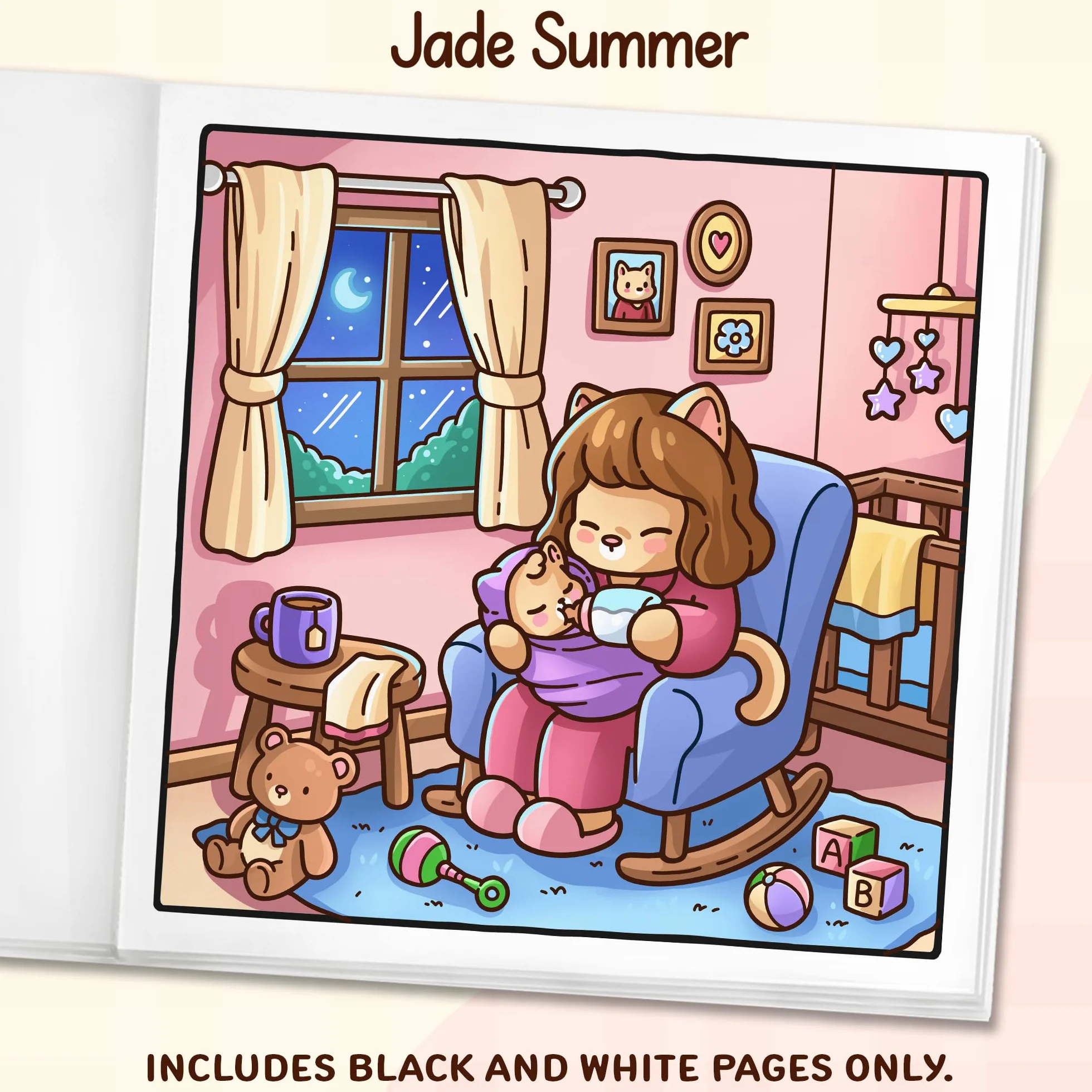 Cozy Moms: Cute Coloring Book for Adults and Teens with Adorable Characters and Heartwarming Family Moments for Relaxation