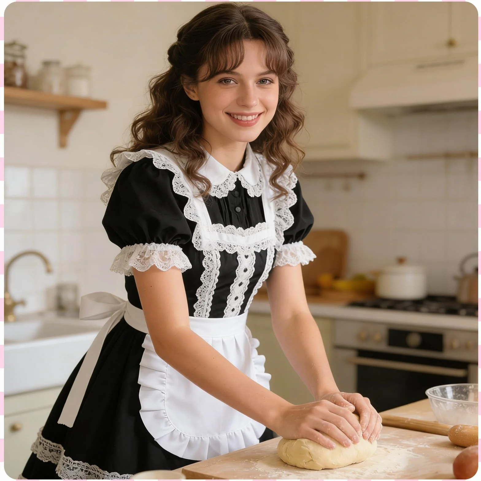 2 szt. Fartuch damski w talii, fartuch pokojówki, biały fartuch z falbankami dla panny młodej, średnie fartuchy dla pokojówki, do cosplay, kawiarni, odgrywania ról